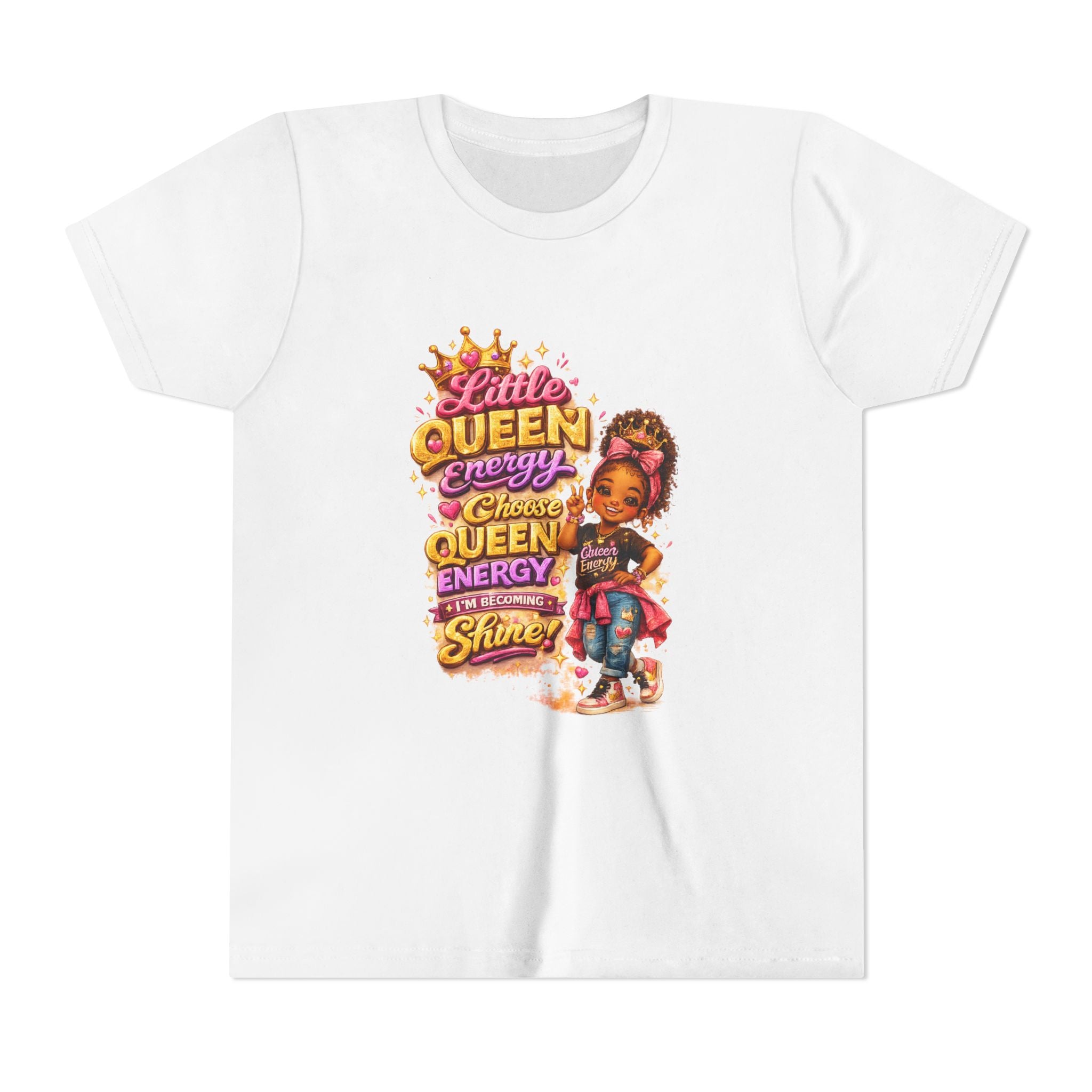 Little Queen Energy Kids T-Shirt – Girl Empowerment Graphic Tee