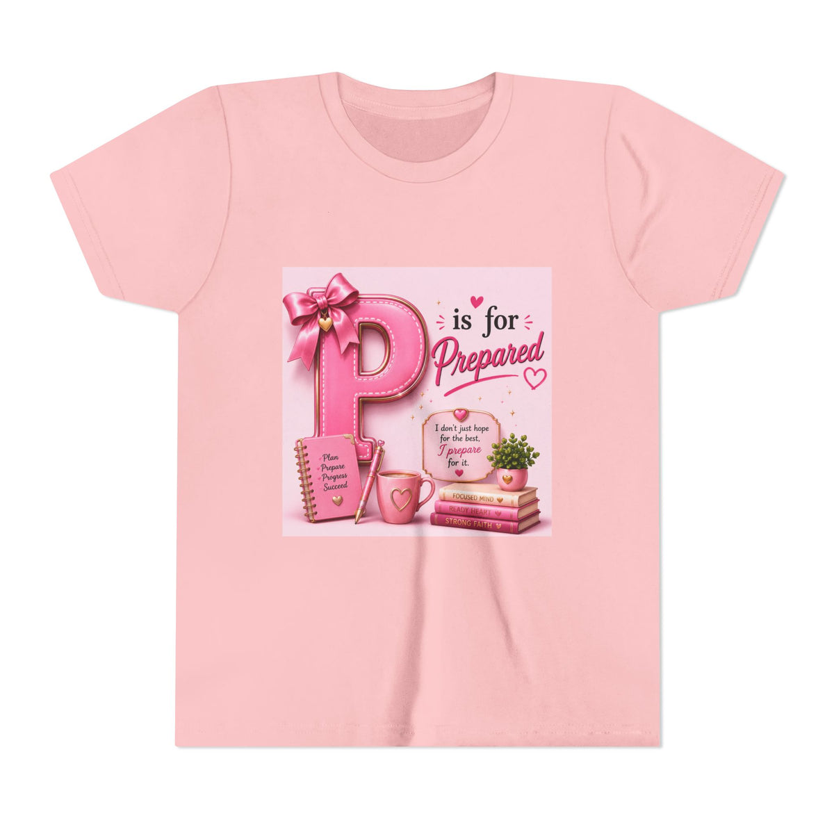 Youth Tee — "P is for Prepared" Pink Alphabet Kids T-Shirt