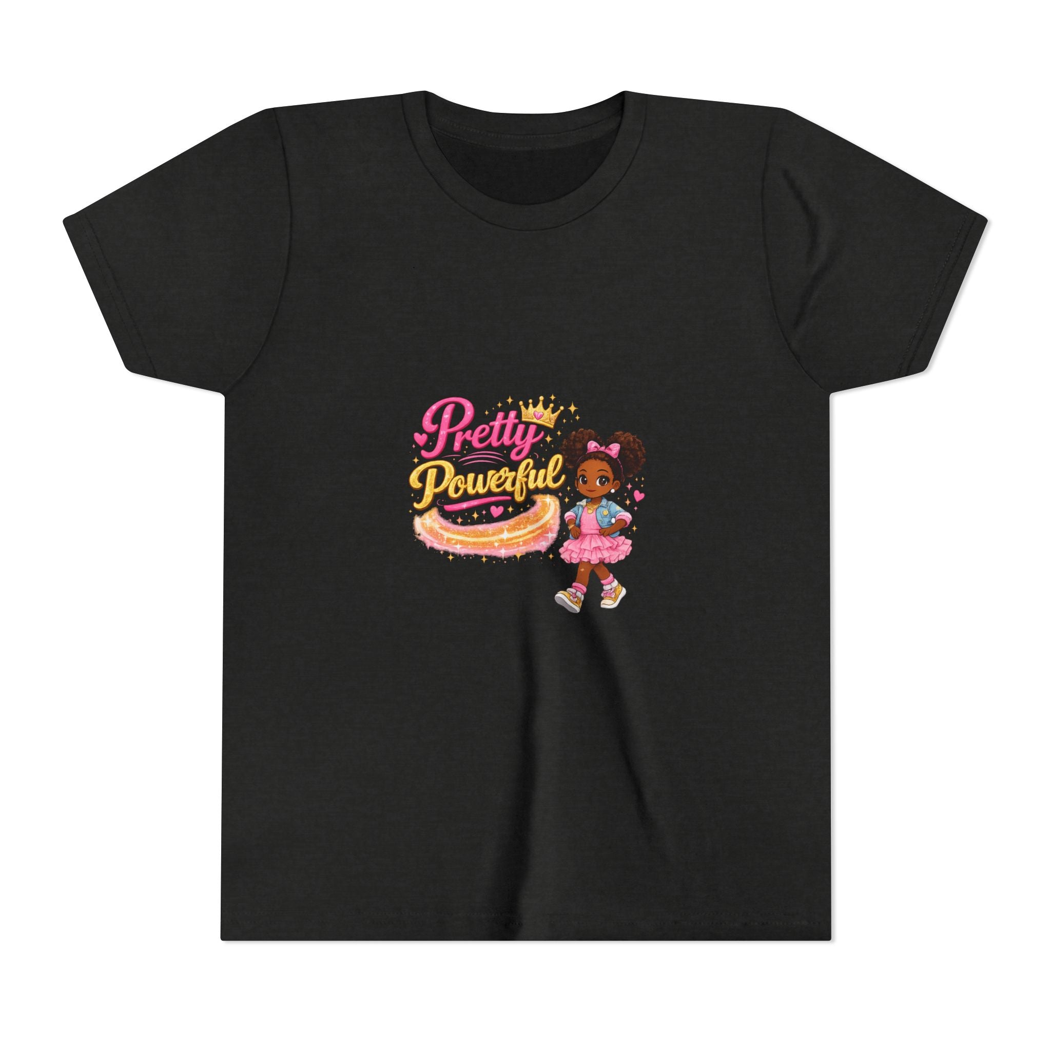 Pretty & Powerful Youth Tee — Cute Princess Girl Graphic