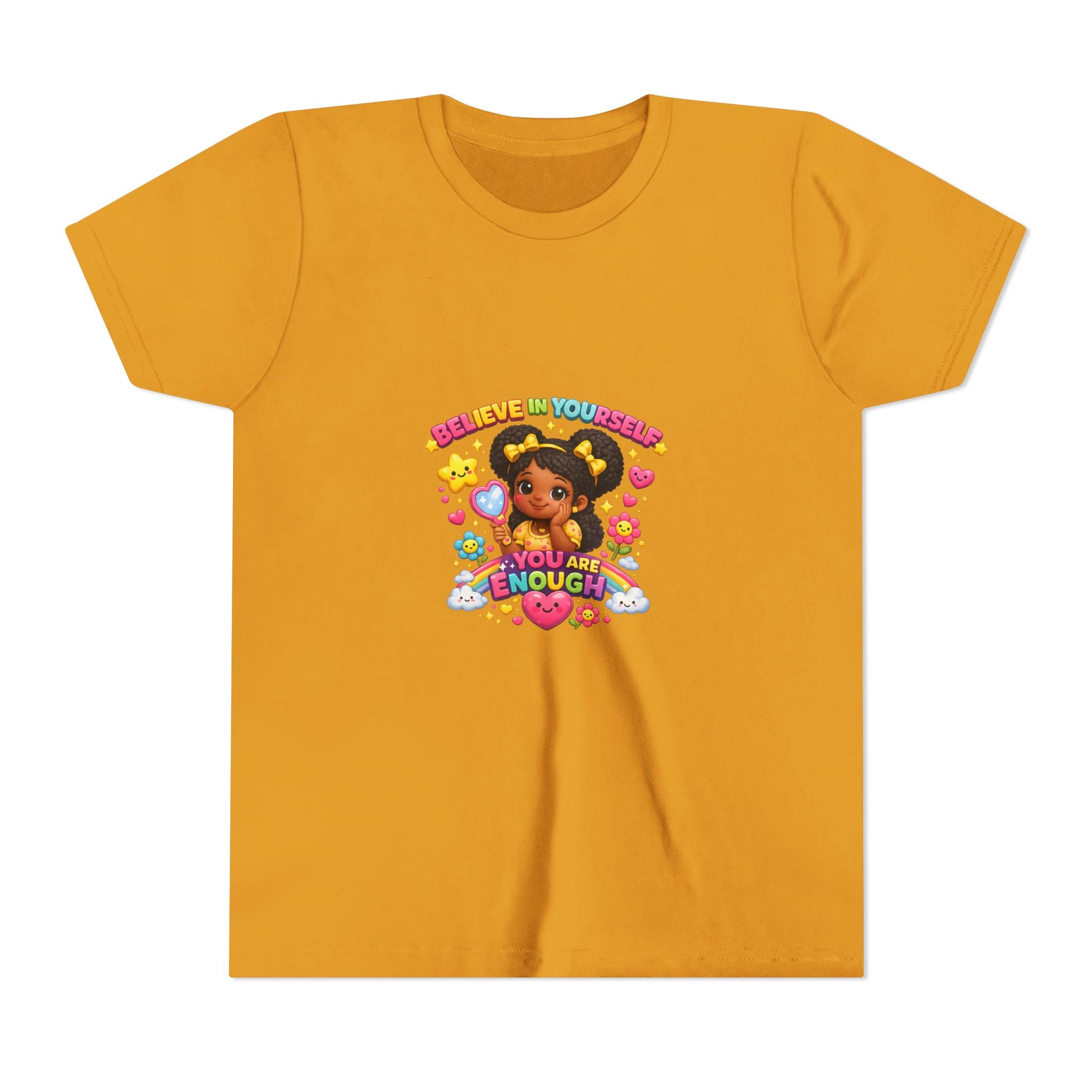 Youth Tee — "Believe in Yourself, You Are Enough" Cute Empowerment Graphic
