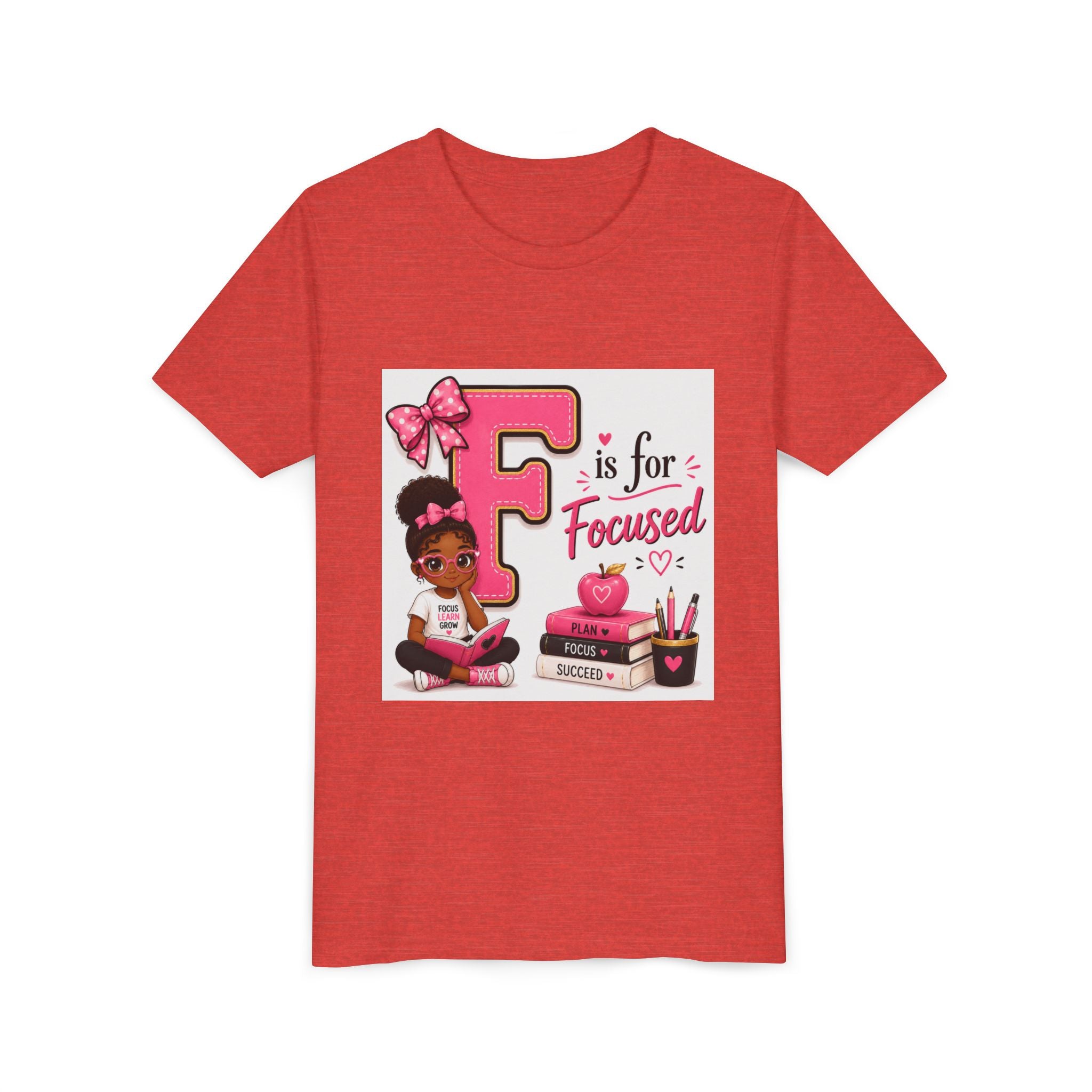Youth Tee — "F is for Focused" Girls Motivational Back-to-School Shirt