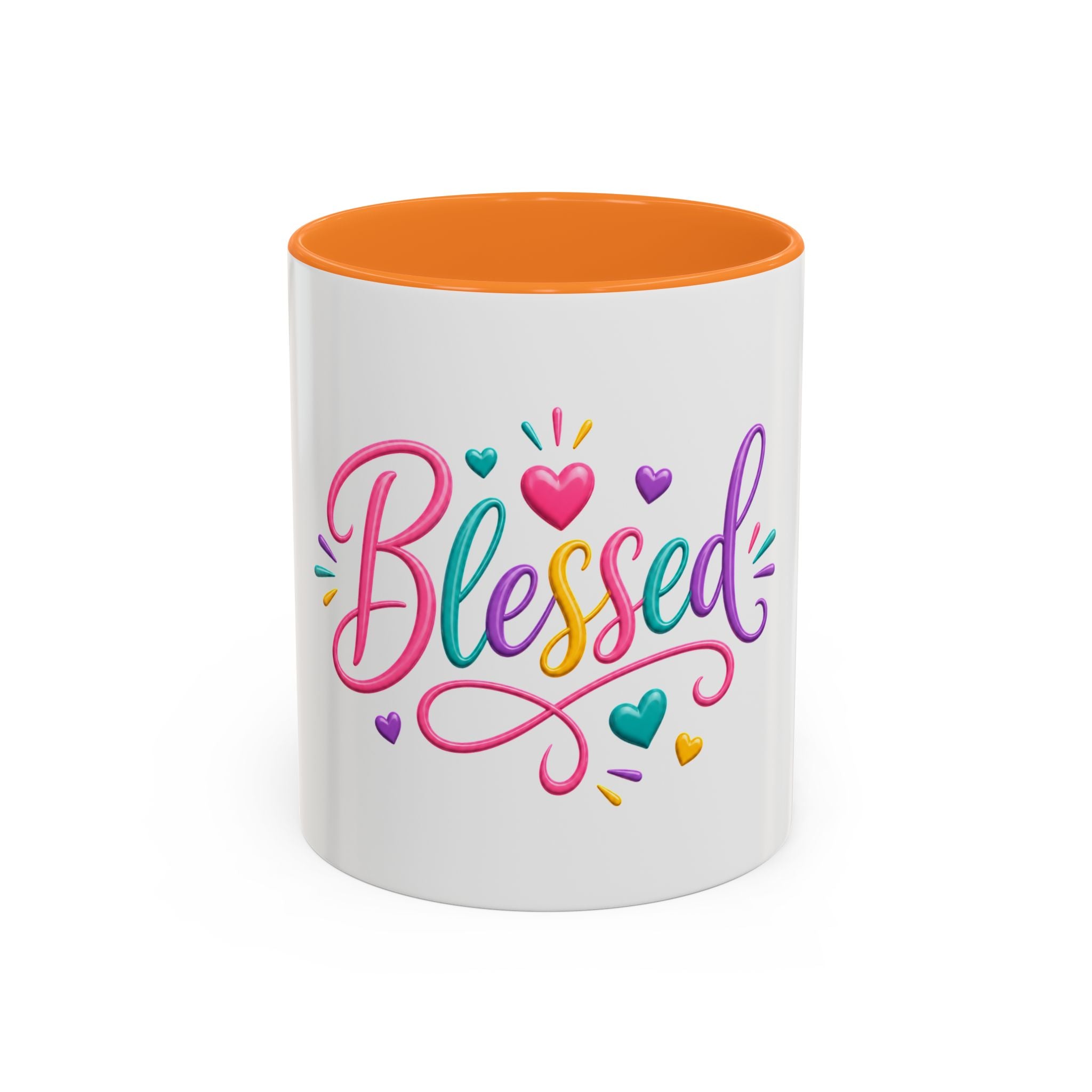 Blessed Colorful Mug (11oz & 15oz) — Rainbow Hearts Coffee Cup