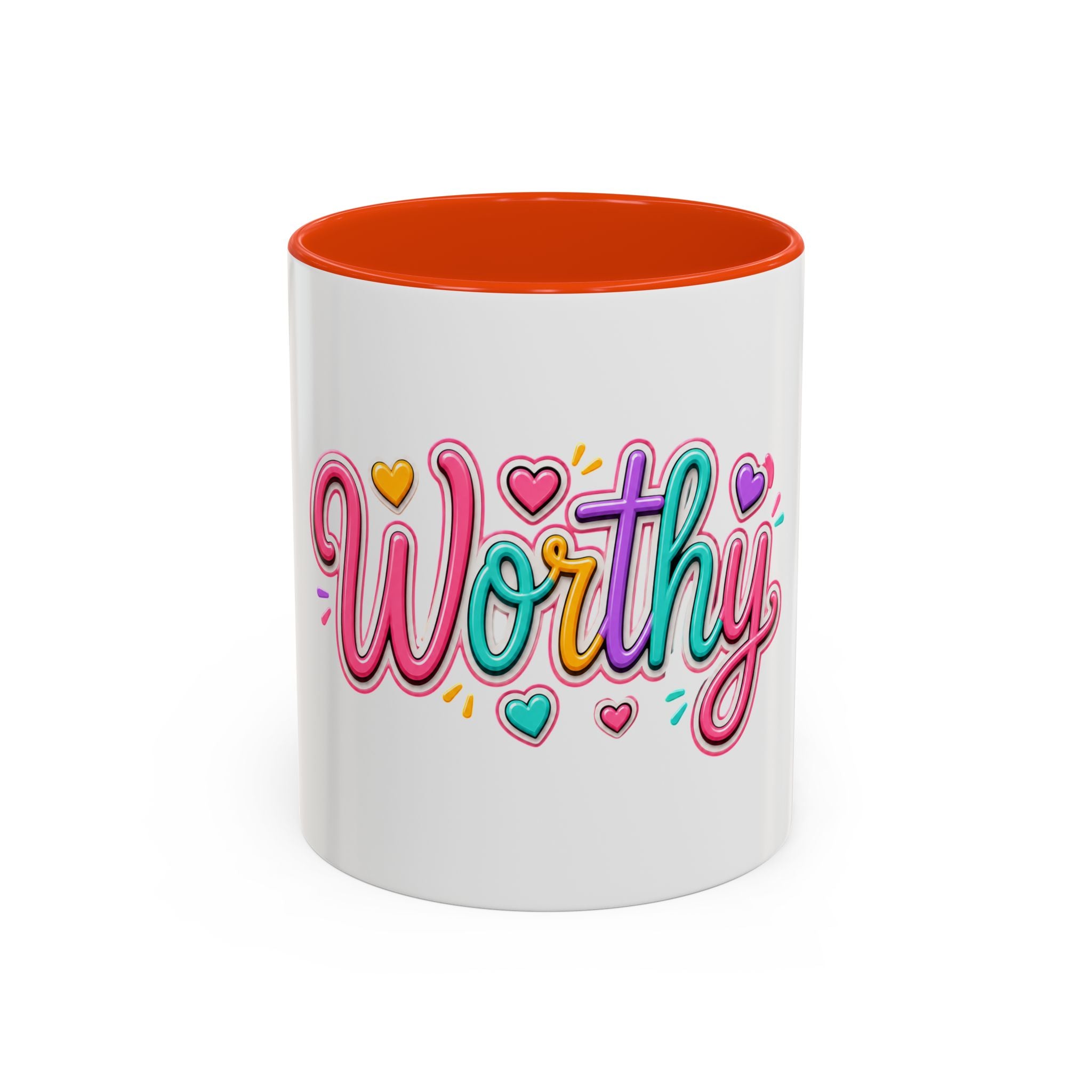 Worthy Colorful Ceramic Mug — Inspirational Heart Design (11oz & 15oz)
