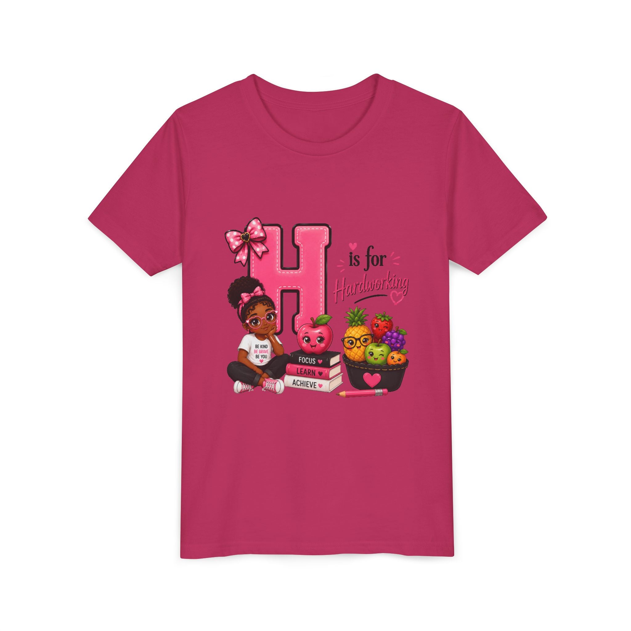 Youth Tee — "H is for Hardworking" Cute Alphabet Shirt for Girls
