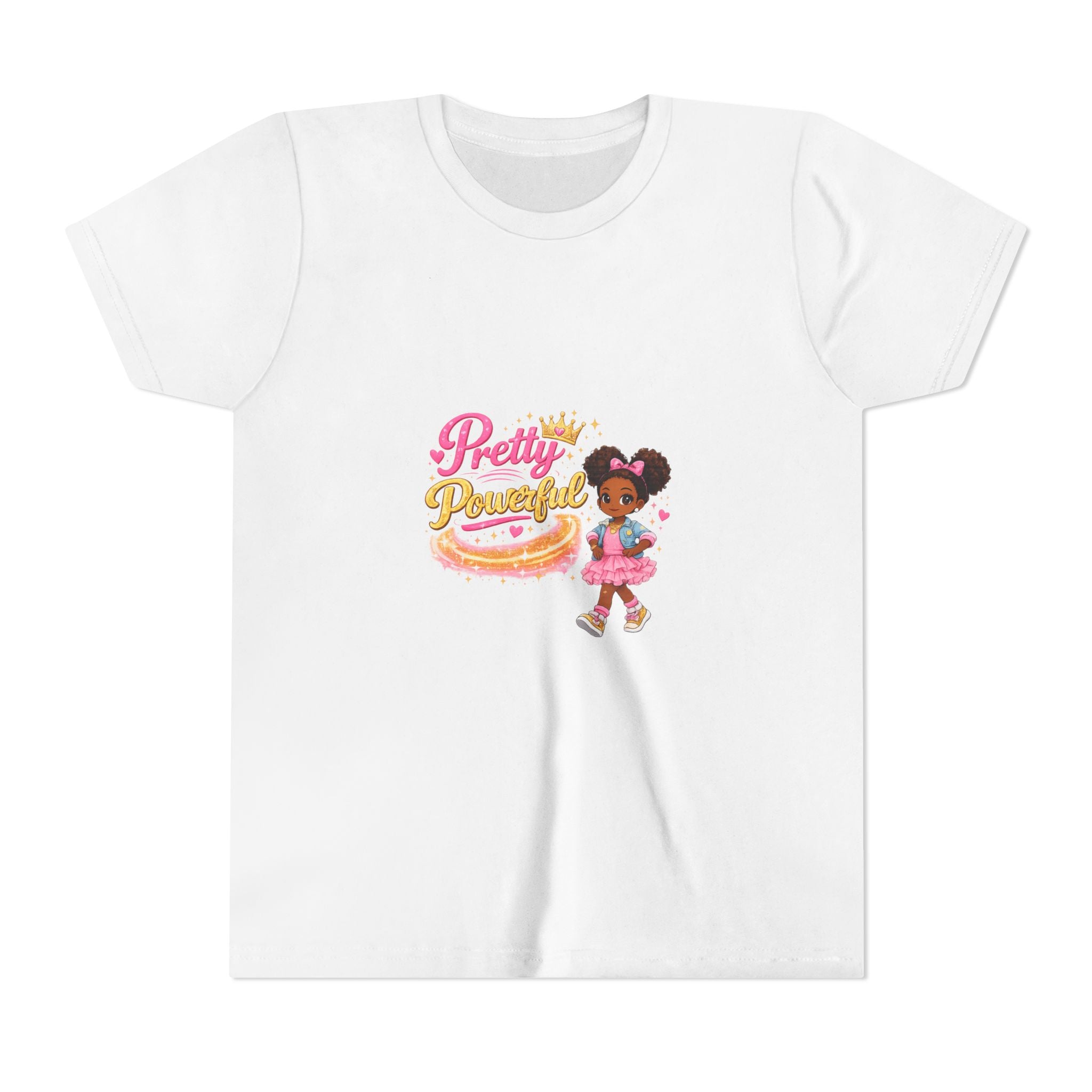 Pretty & Powerful Youth Tee — Cute Princess Girl Graphic