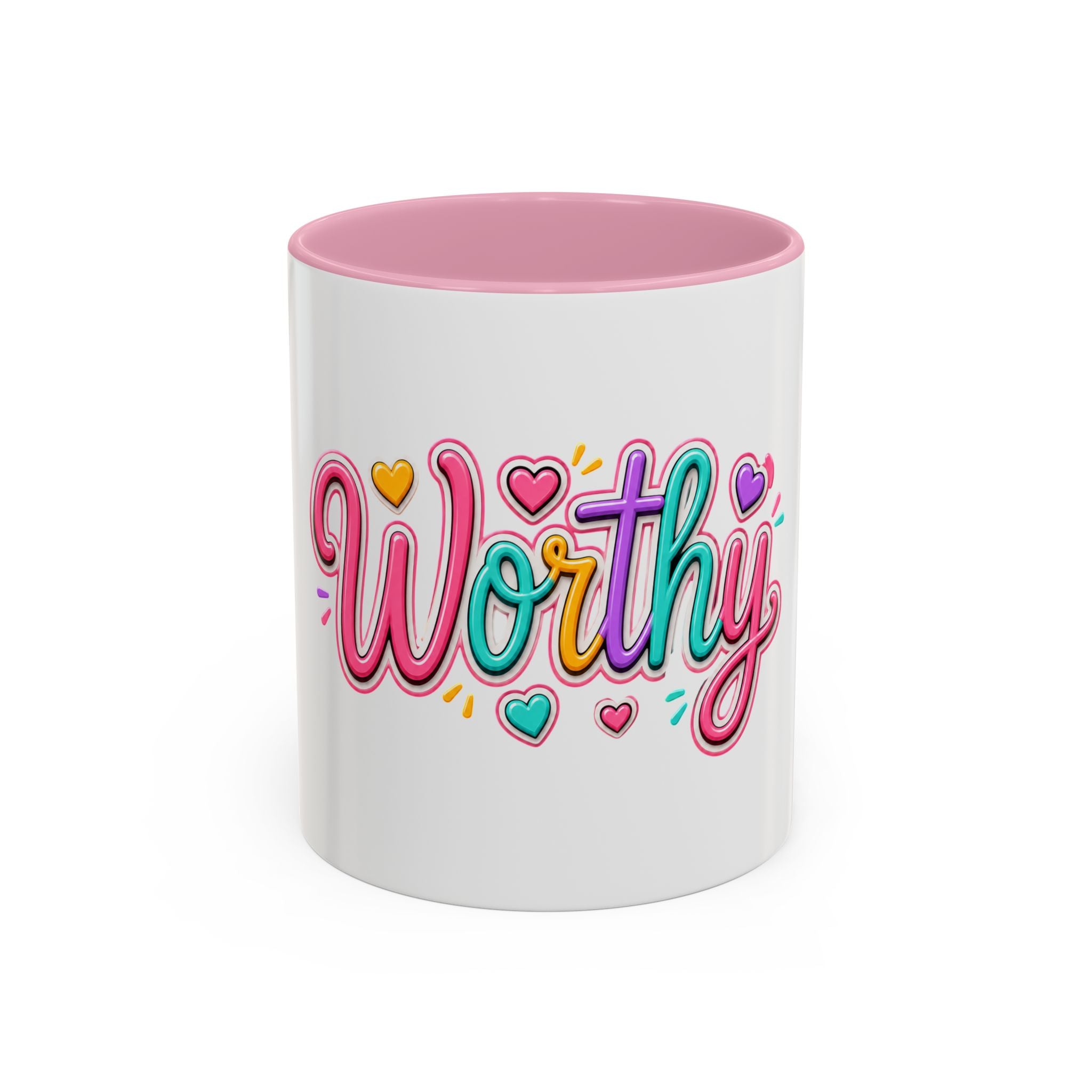 Worthy Colorful Ceramic Mug — Inspirational Heart Design (11oz & 15oz)