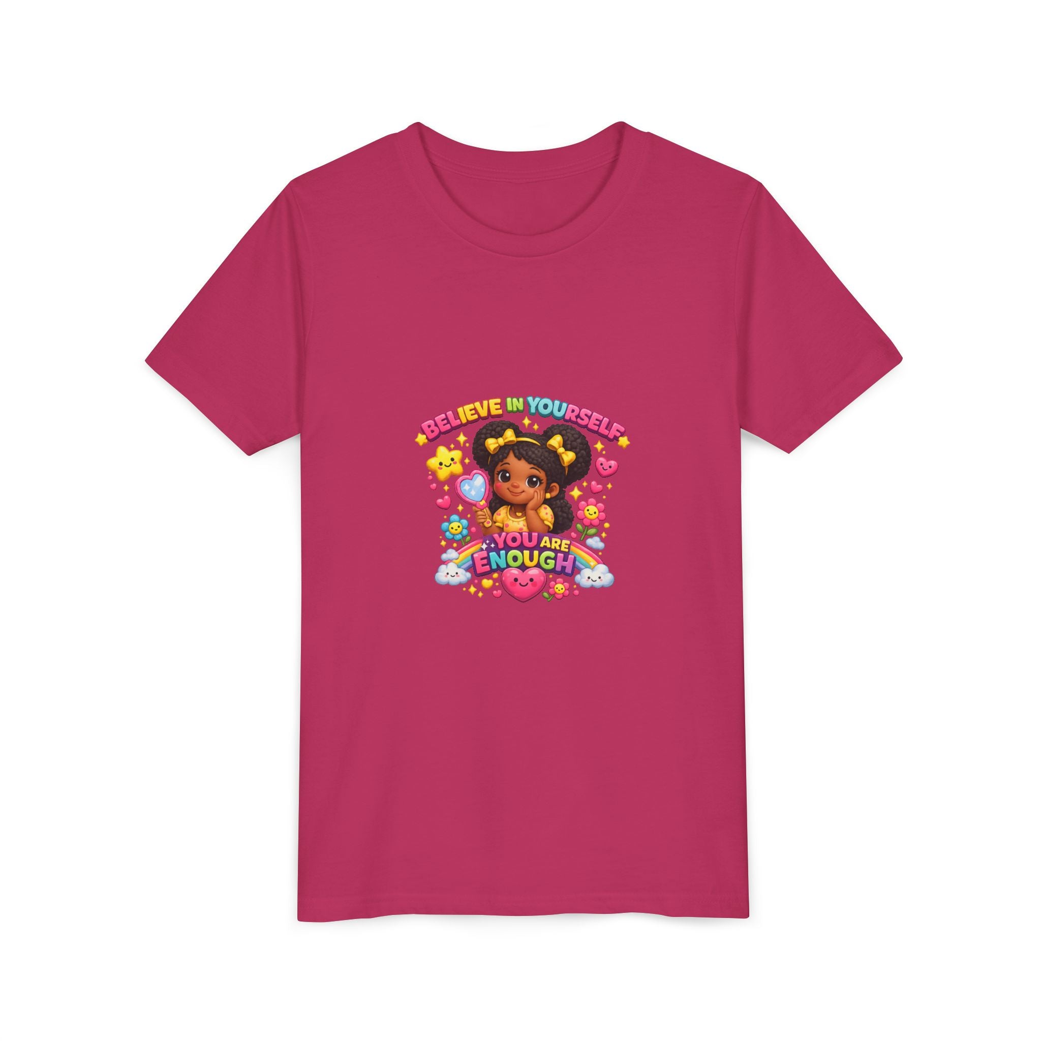 Youth Tee — "Believe in Yourself, You Are Enough" Cute Empowerment Graphic