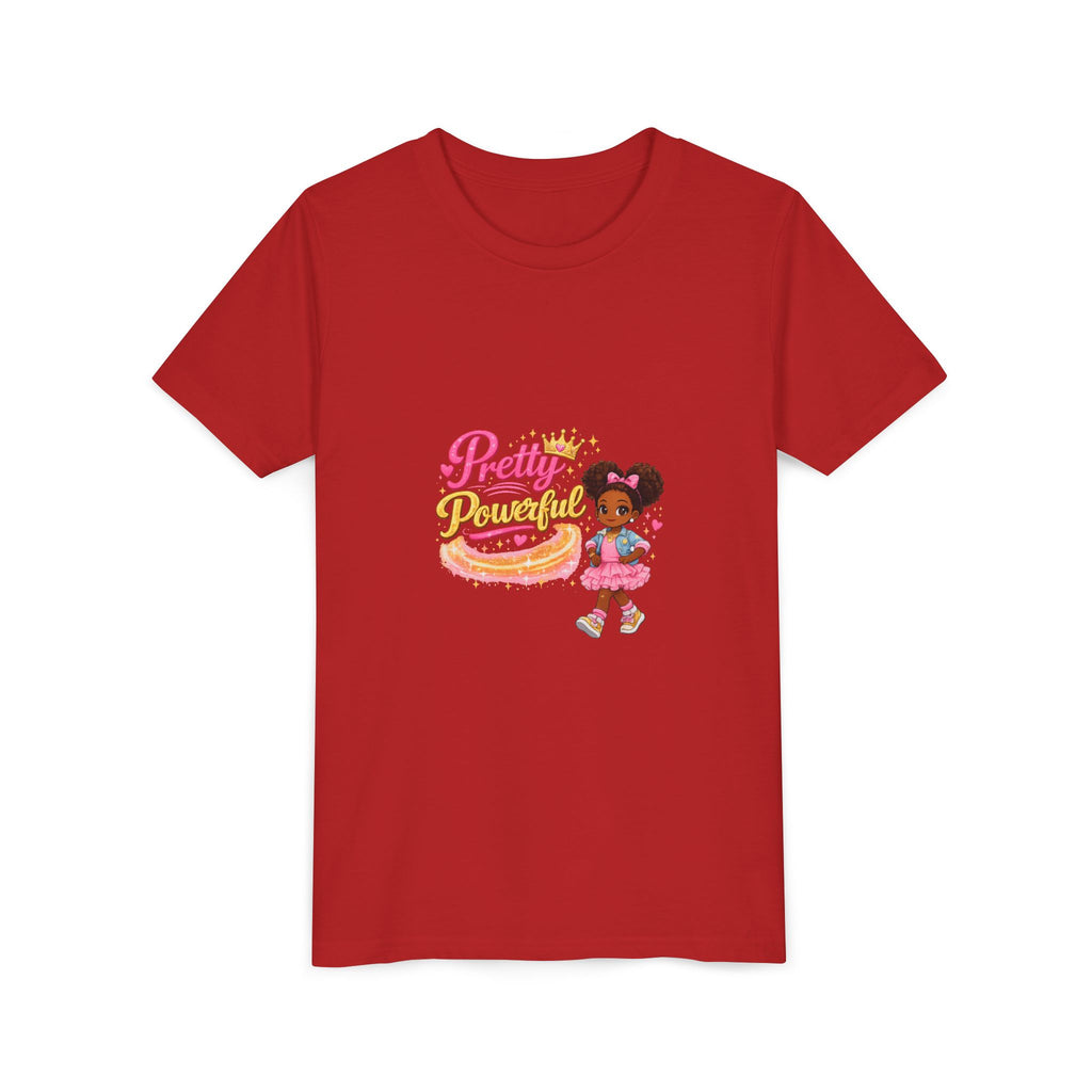 Pretty & Powerful Youth Tee — Cute Princess Girl Graphic
