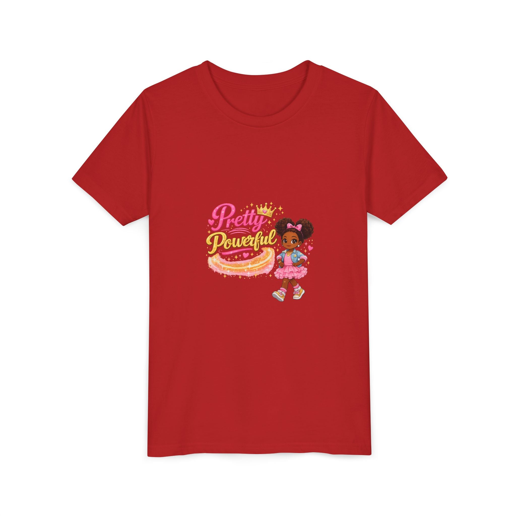 Pretty & Powerful Youth Tee — Cute Princess Girl Graphic