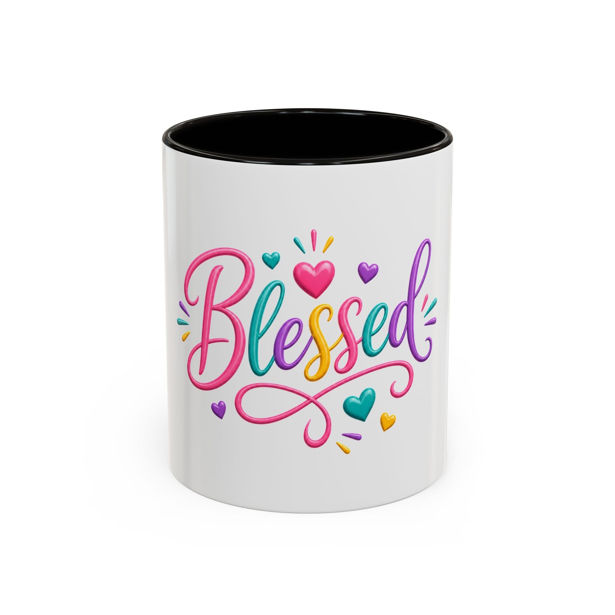 Blessed Colorful Mug (11oz & 15oz) — Rainbow Hearts Coffee Cup