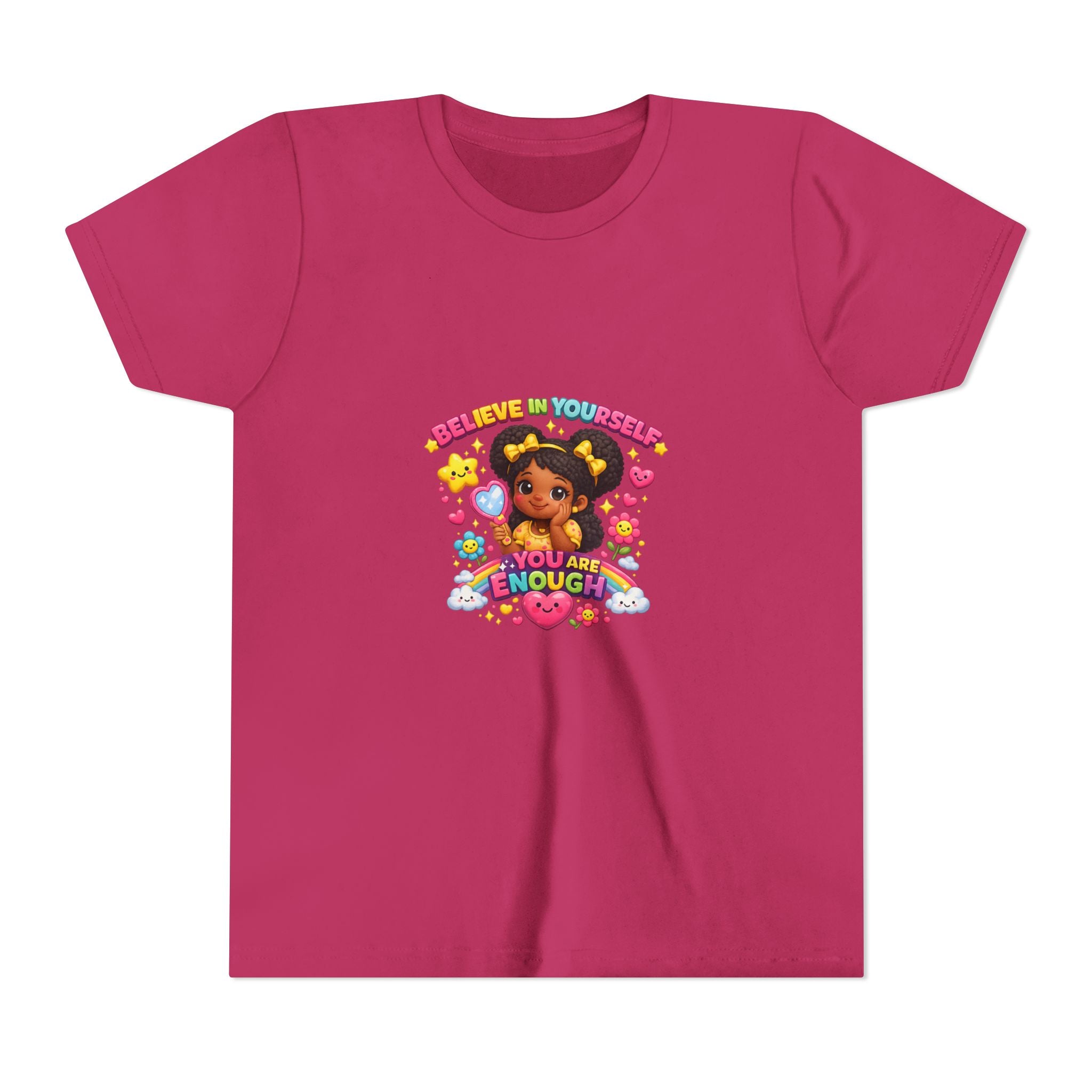Youth Tee — "Believe in Yourself, You Are Enough" Cute Empowerment Graphic