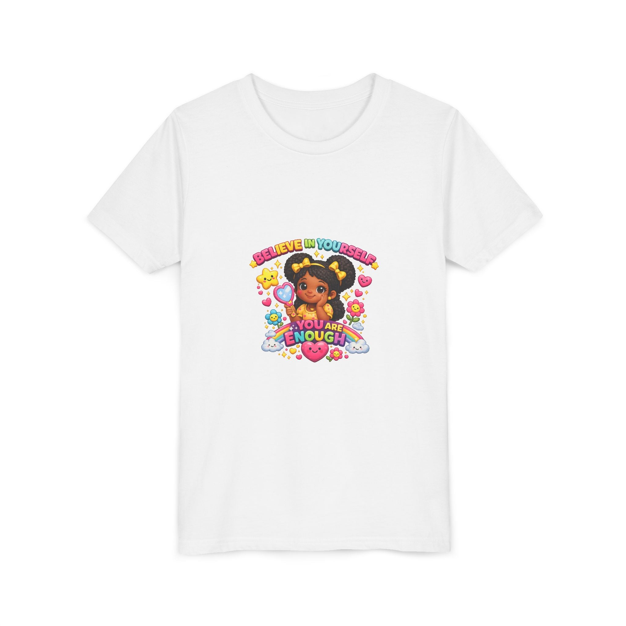 Youth Tee — "Believe in Yourself, You Are Enough" Cute Empowerment Graphic