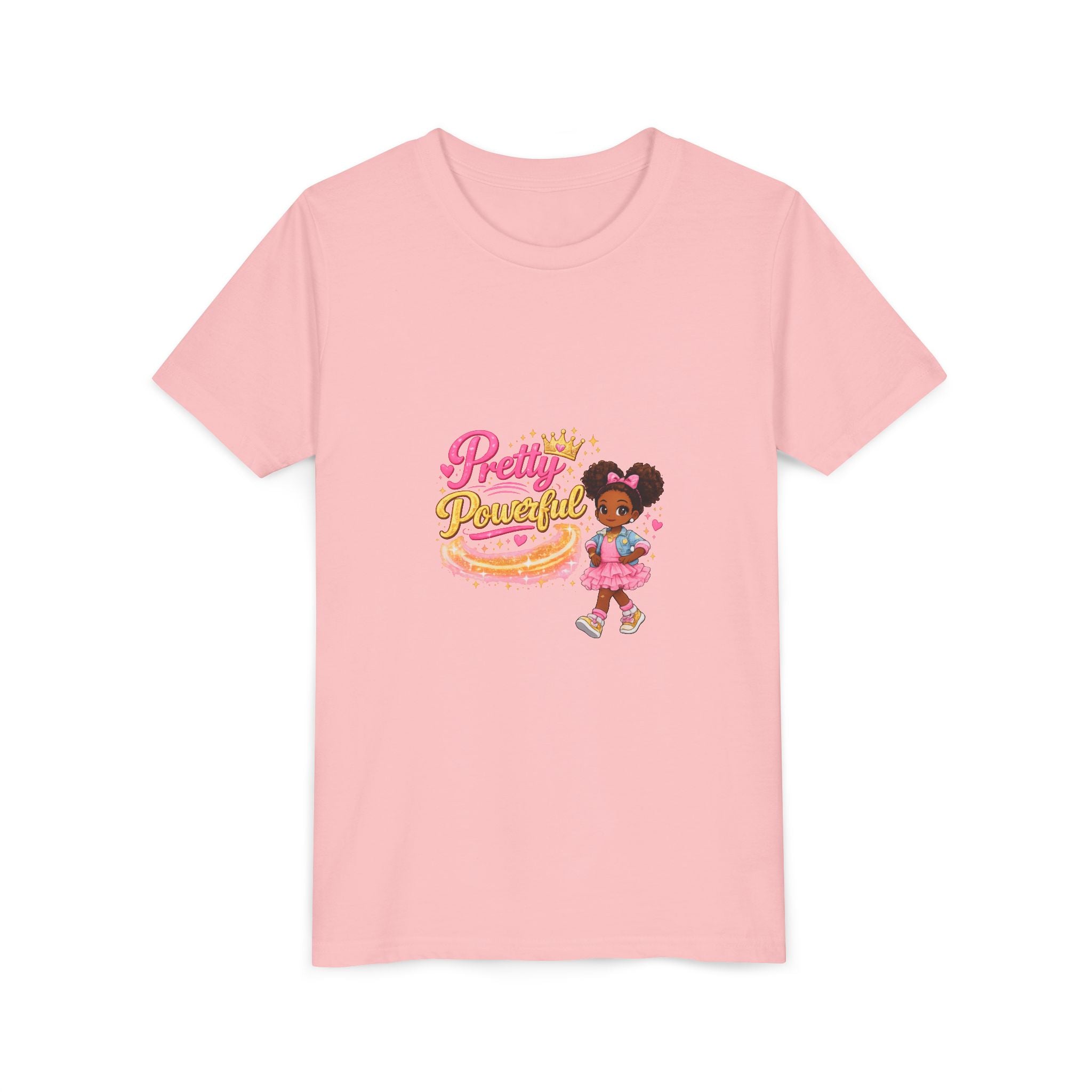 Pretty & Powerful Youth Tee — Cute Princess Girl Graphic