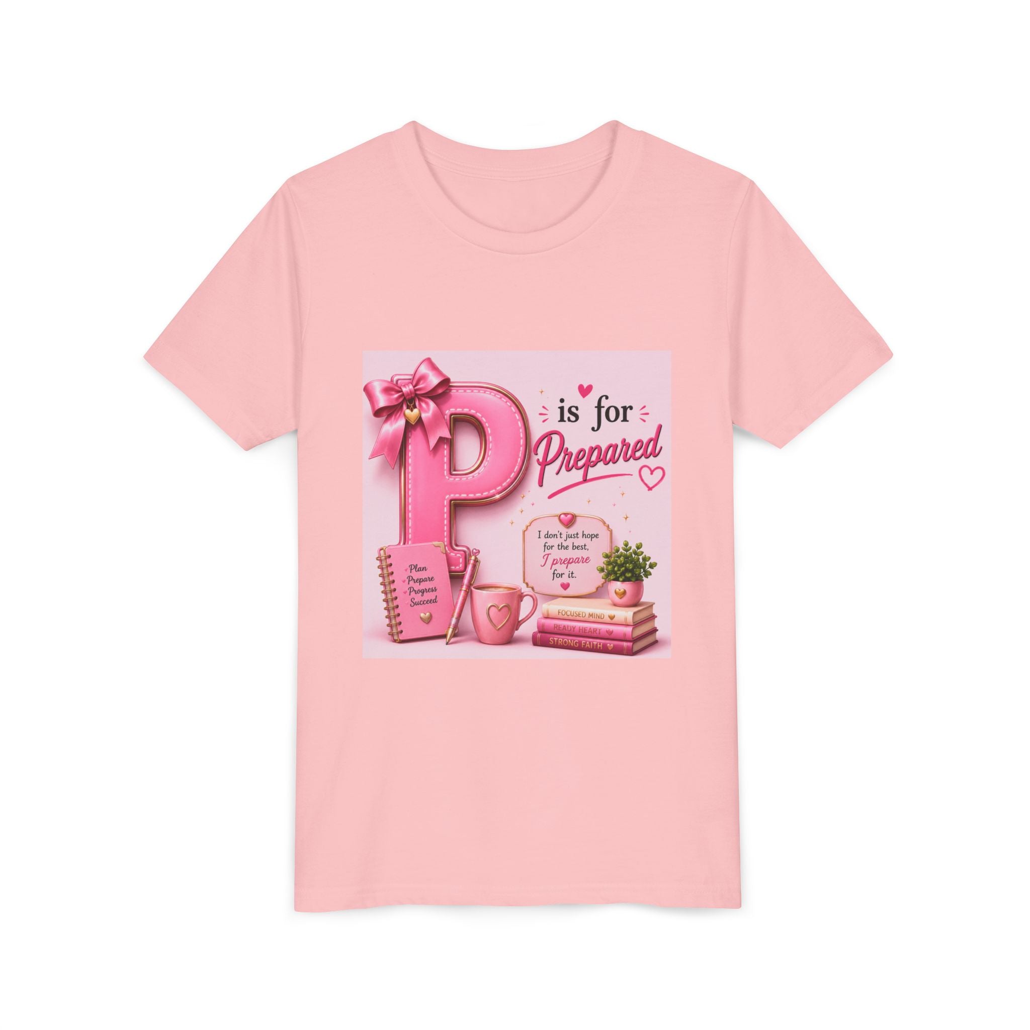 Youth Tee — "P is for Prepared" Pink Alphabet Kids T-Shirt