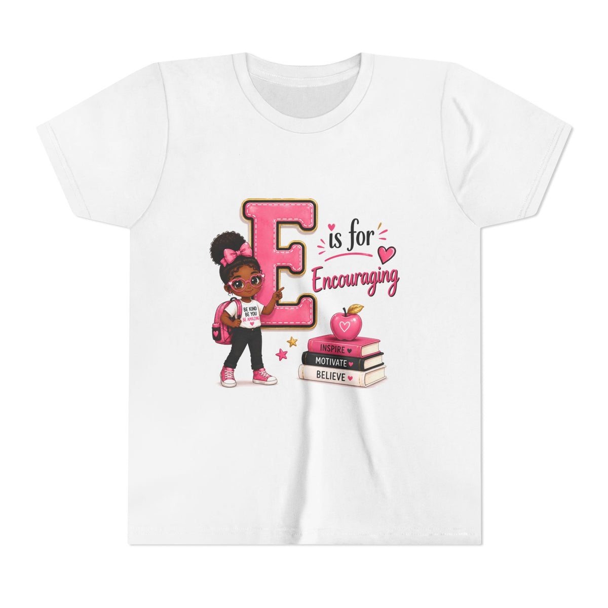 Youth Tee — “E is for Encouraging” Cute Back-to-School Graphic Shirt