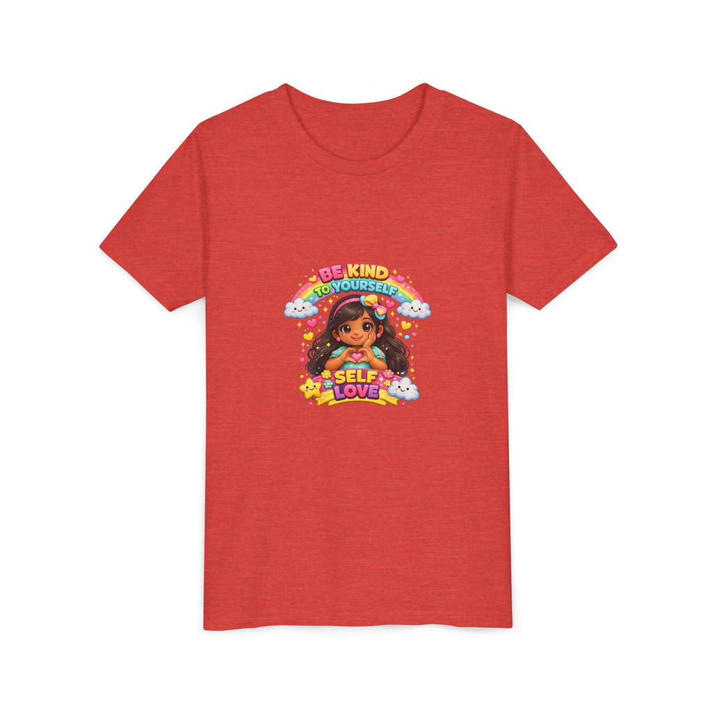Youth Tee - "Be Kind to Yourself" Self-Love Rainbow Graphic
