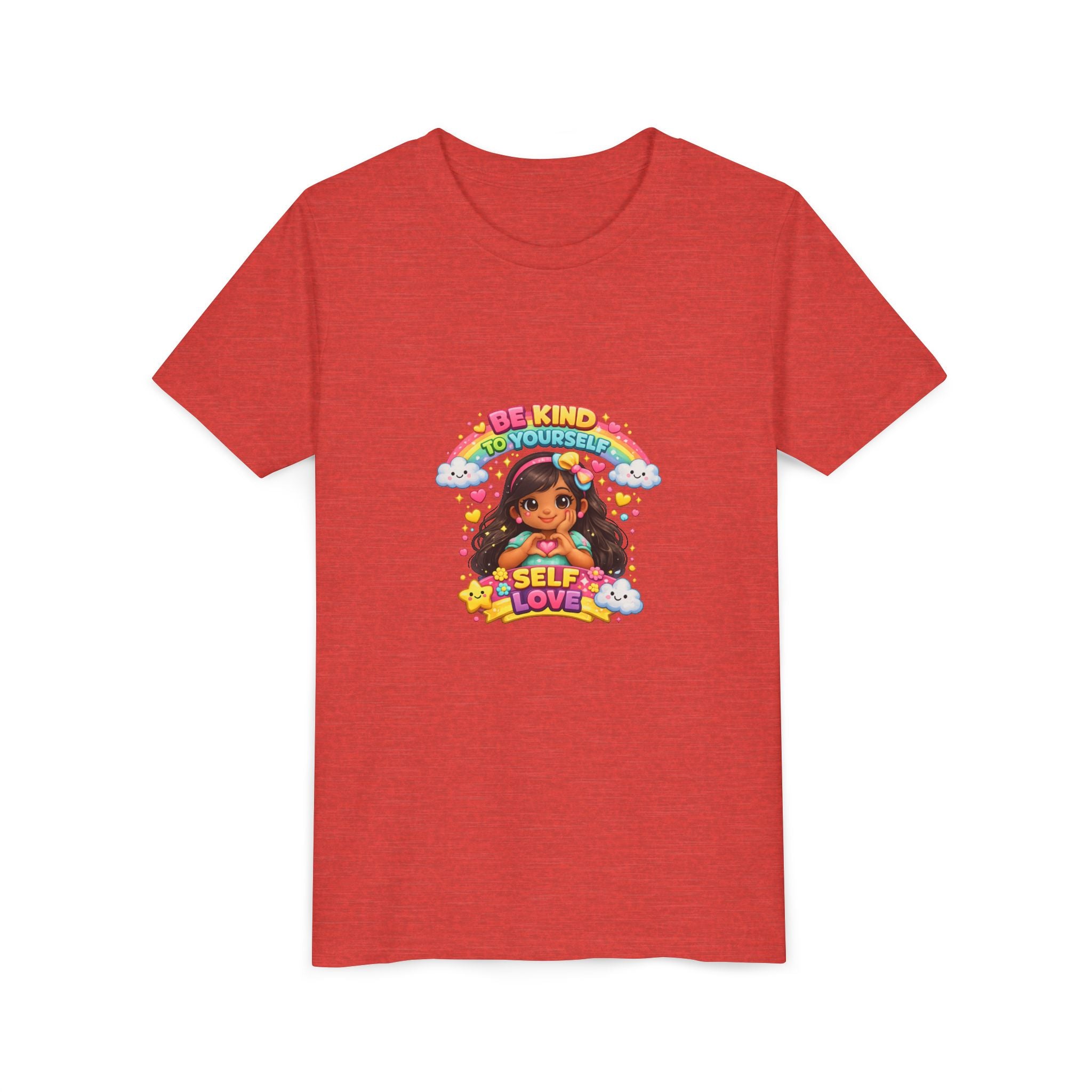 Youth Tee - "Be Kind to Yourself" Self-Love Rainbow Graphic