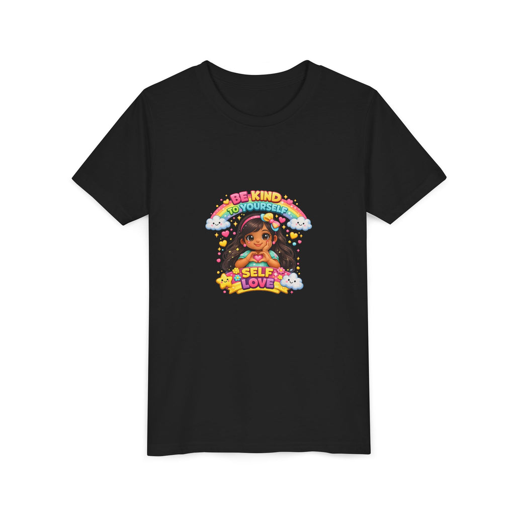 Youth Tee - "Be Kind to Yourself" Self-Love Rainbow Graphic