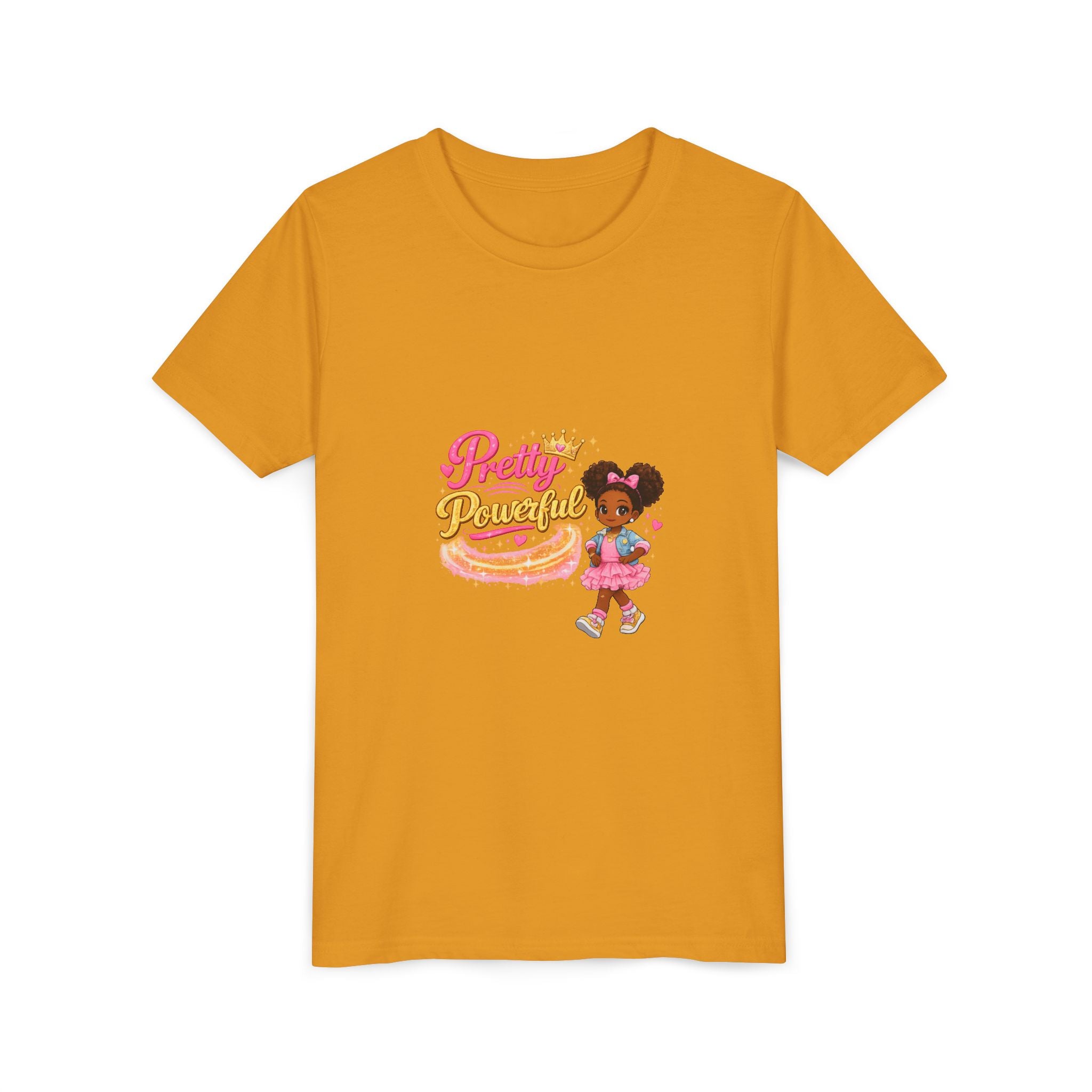Pretty & Powerful Youth Tee — Cute Princess Girl Graphic