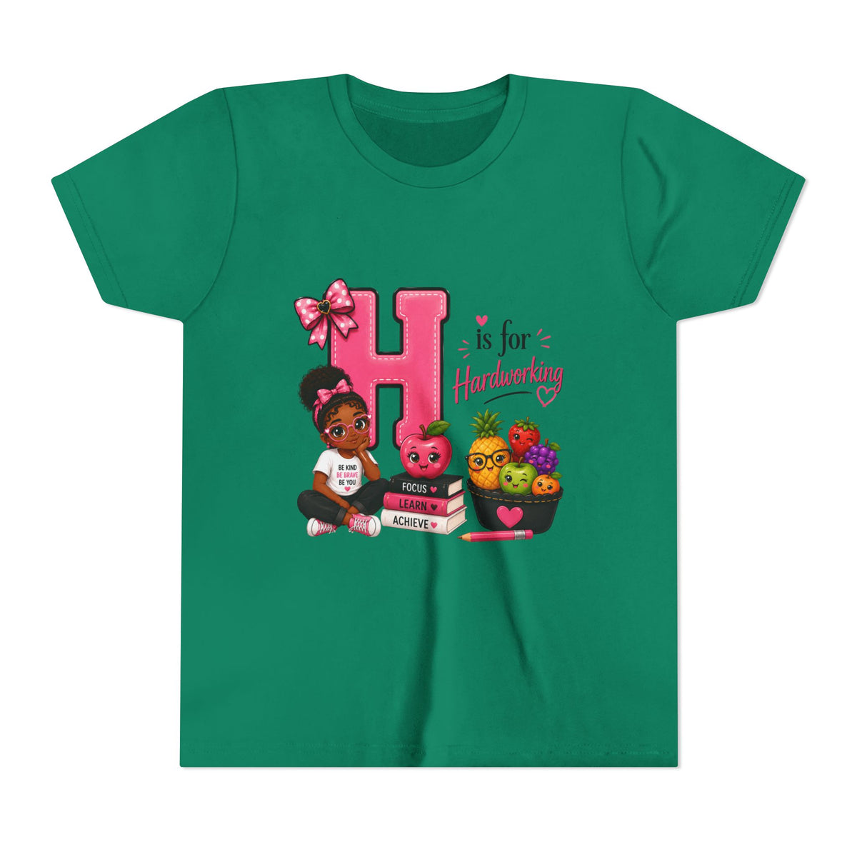 Youth Tee — "H is for Hardworking" Cute Alphabet Shirt for Girls