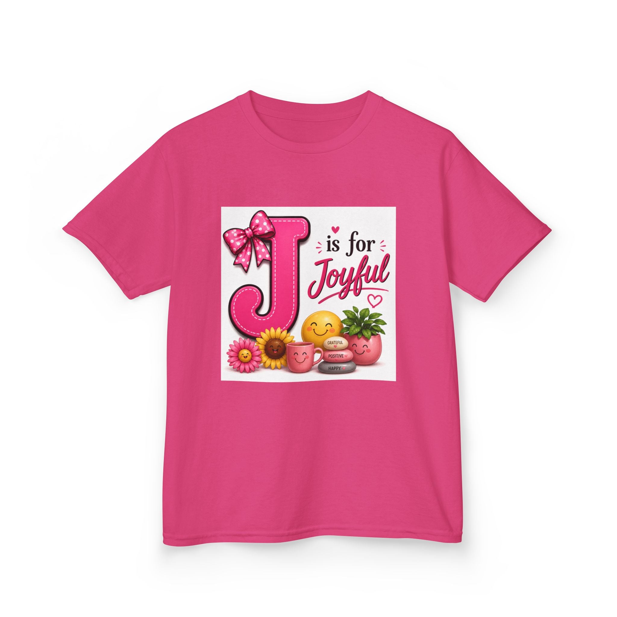 Kids Tee — "J is for Joyful" Pink Alphabet Shirt