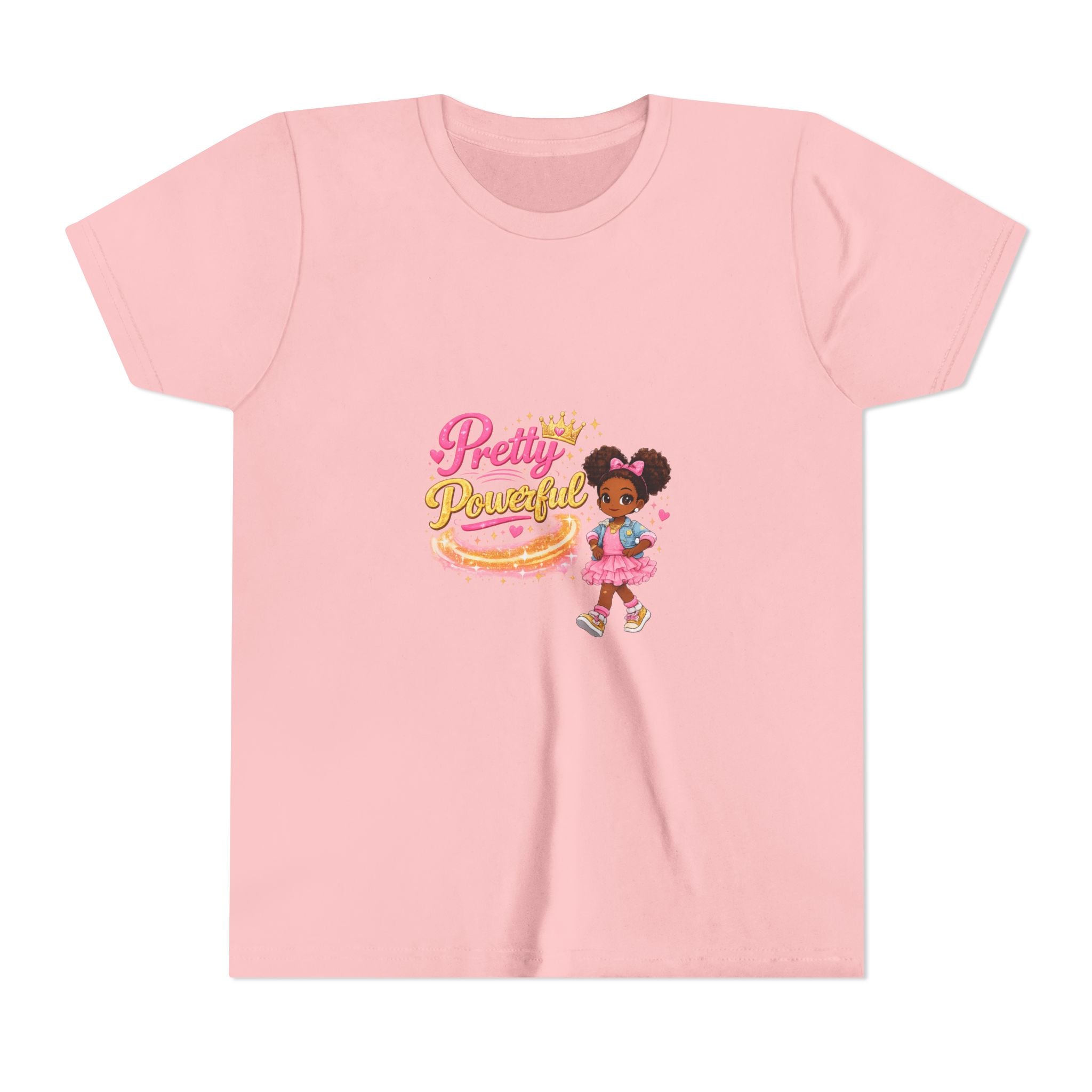 Pretty & Powerful Youth Tee — Cute Princess Girl Graphic