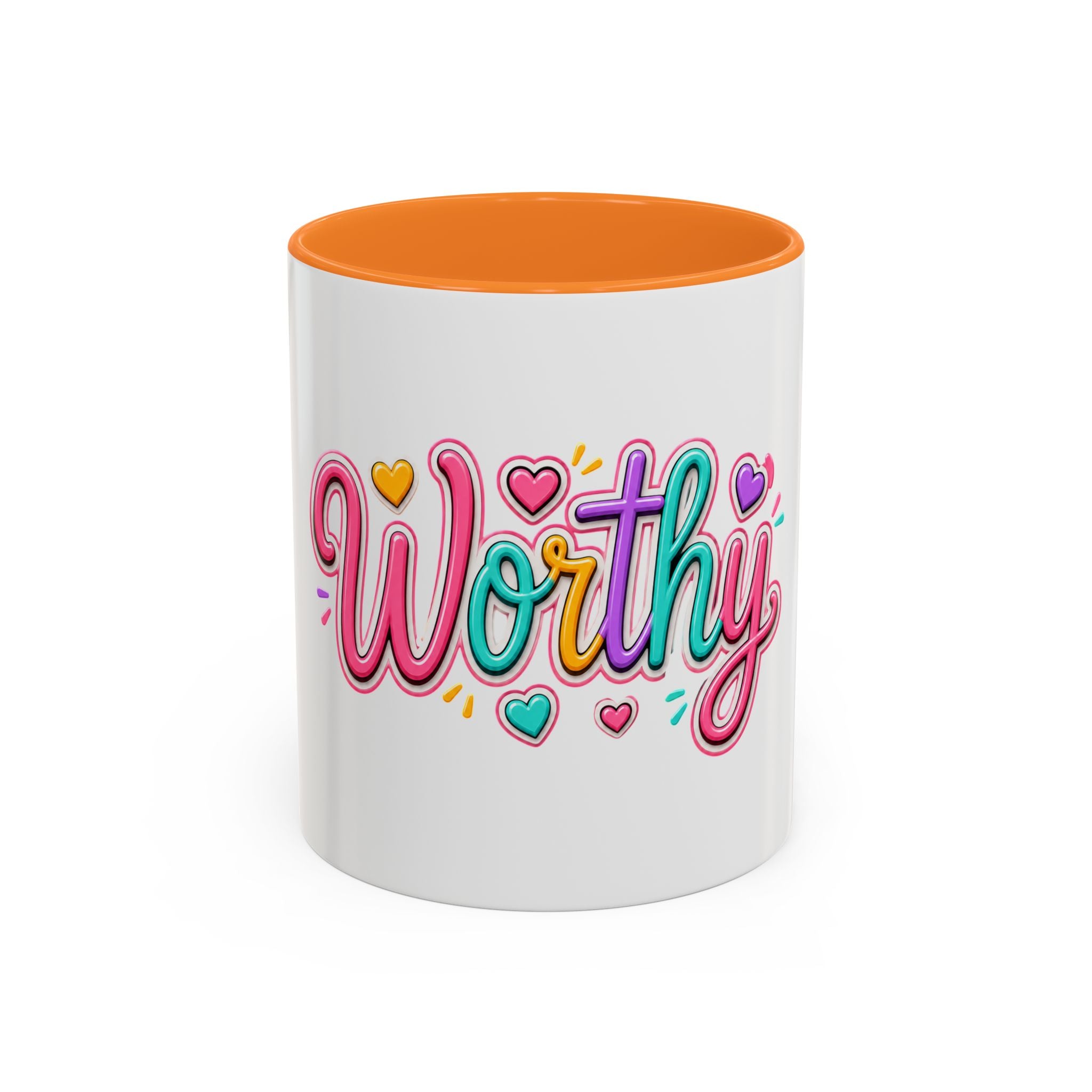 Worthy Colorful Ceramic Mug — Inspirational Heart Design (11oz & 15oz)