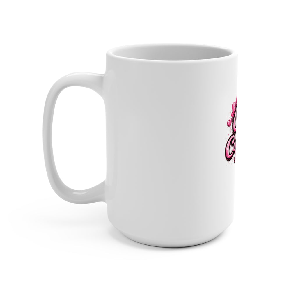 Cute with Confidence 15oz Ceramic Mug — Cute Pink Kawaii Graphic, Positive Empowerment Gift