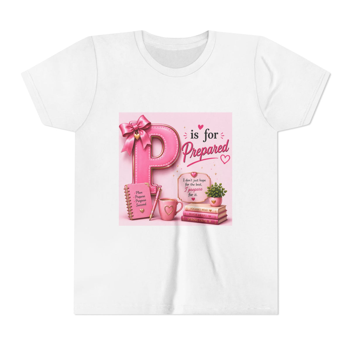 Youth Tee — "P is for Prepared" Pink Alphabet Kids T-Shirt