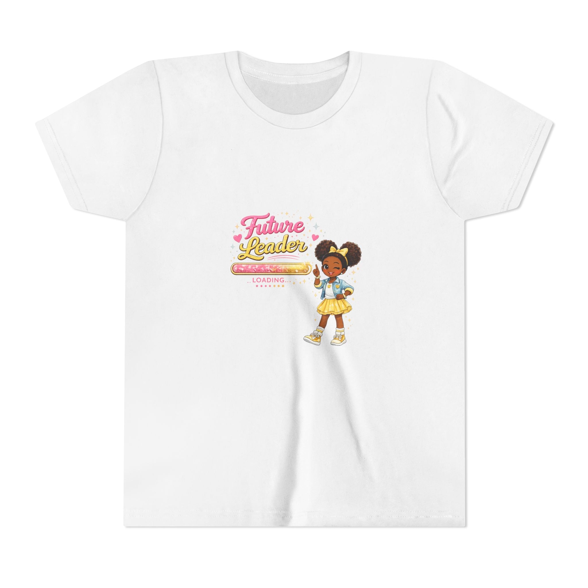 Youth Tee — “Future Leader” Cute Black Girl Graphic Shirt for Kids