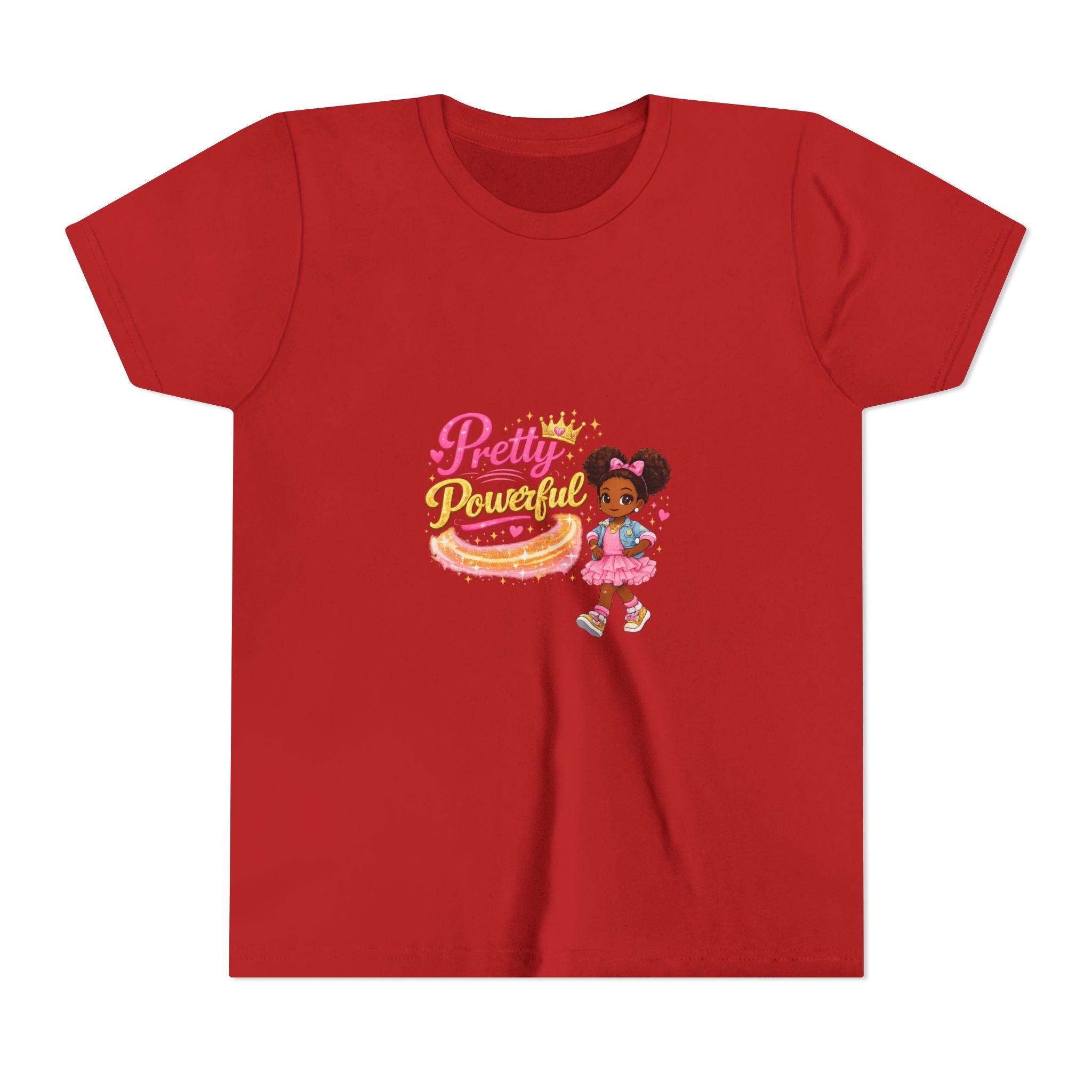 Pretty & Powerful Youth Tee — Cute Princess Girl Graphic