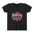 Youth Tee — "Amazing in My Own Way" Colorful Heart Kids T-Shirt