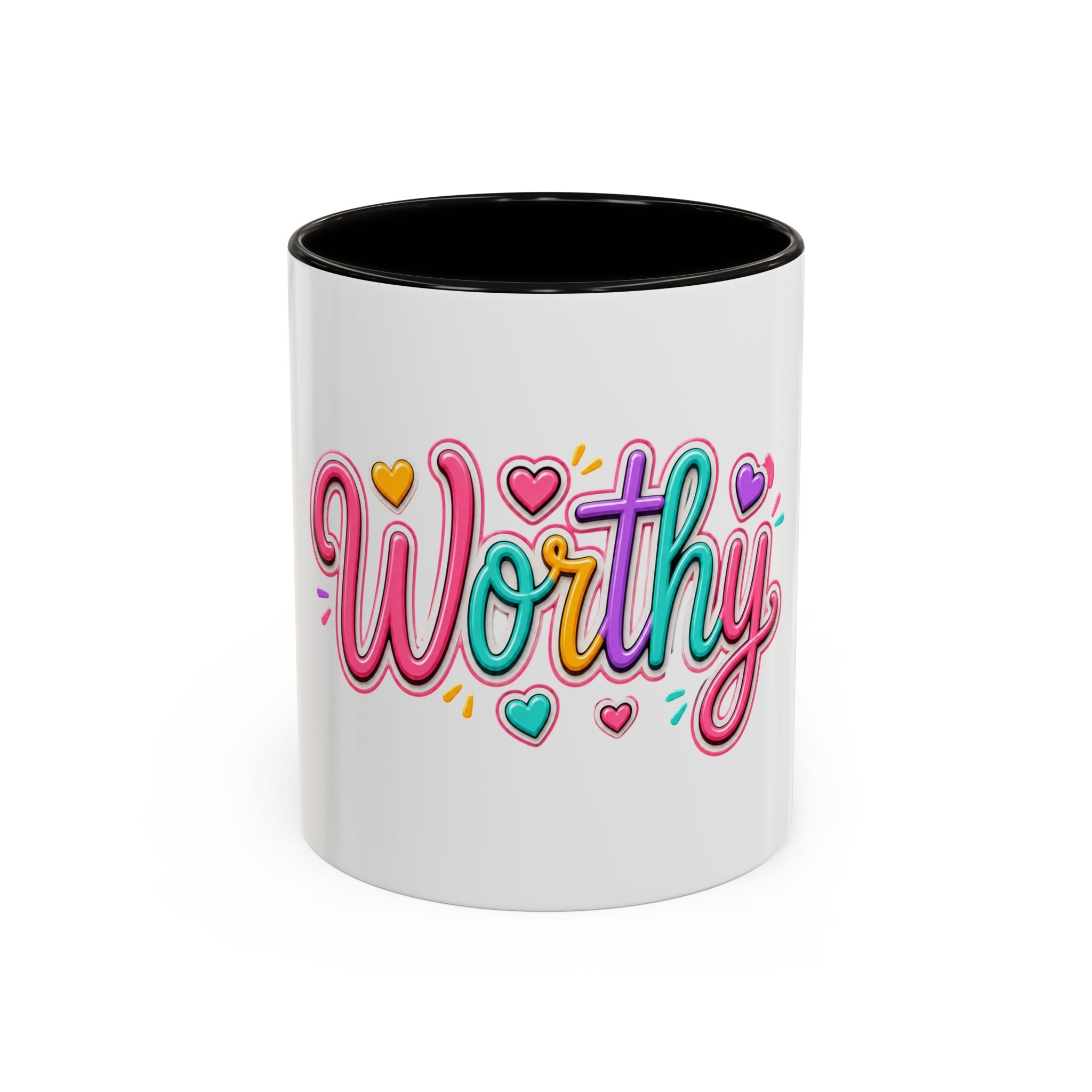 Worthy Colorful Ceramic Mug — Inspirational Heart Design (11oz & 15oz)