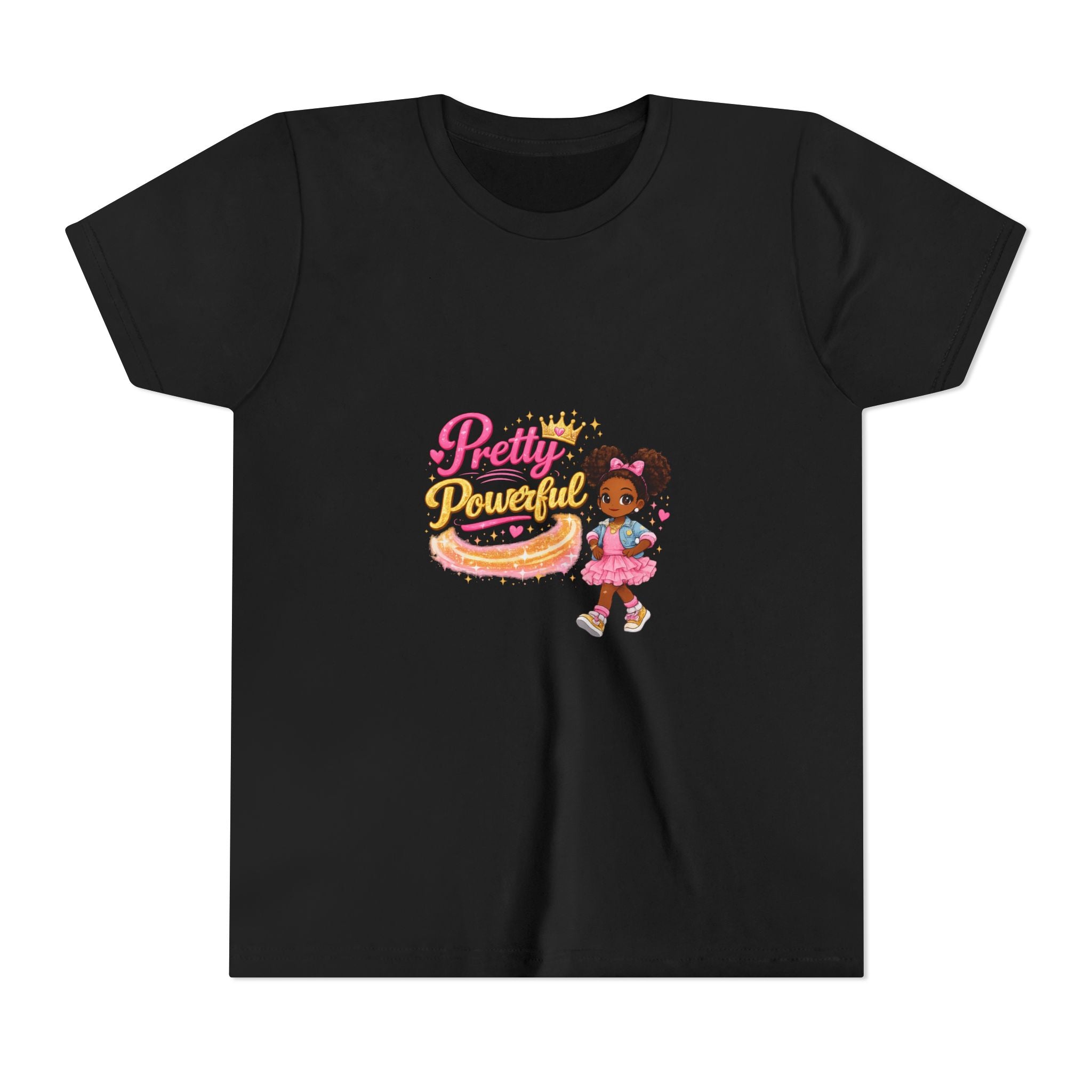 Pretty & Powerful Youth Tee — Cute Princess Girl Graphic