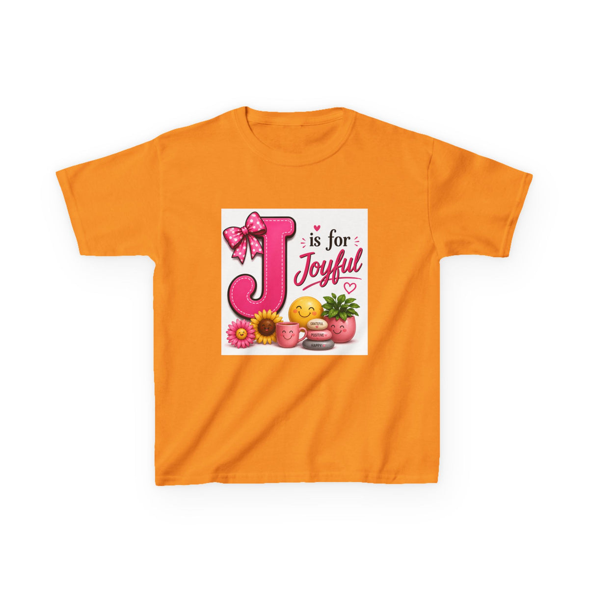 Kids Tee — "J is for Joyful" Pink Alphabet Shirt