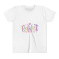 Confident Kids Tee — Colorful Heart Script Youth T-Shirt