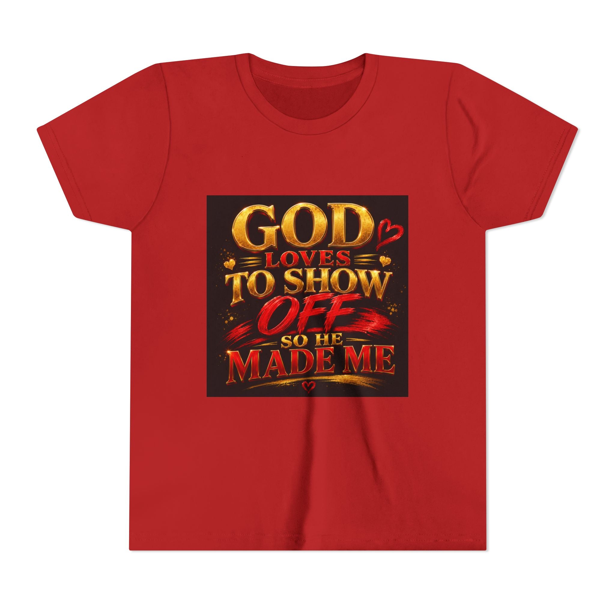 Youth Tee — "God Loves to Show Off So He Made Me" Christian Graphic Shirt