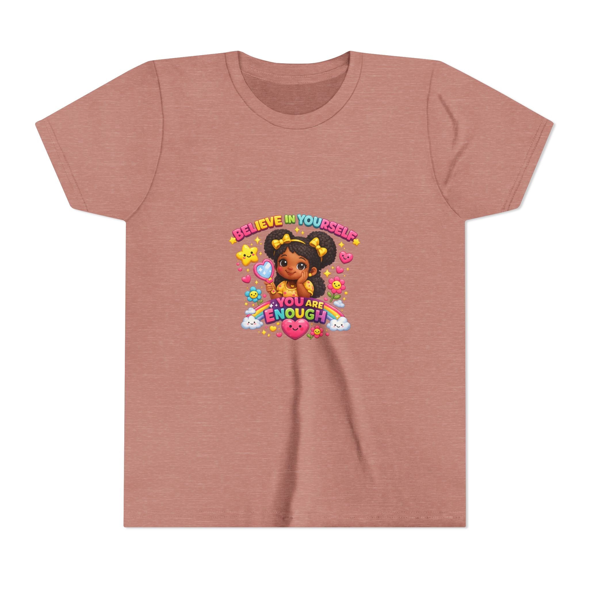 Youth Tee — "Believe in Yourself, You Are Enough" Cute Empowerment Graphic