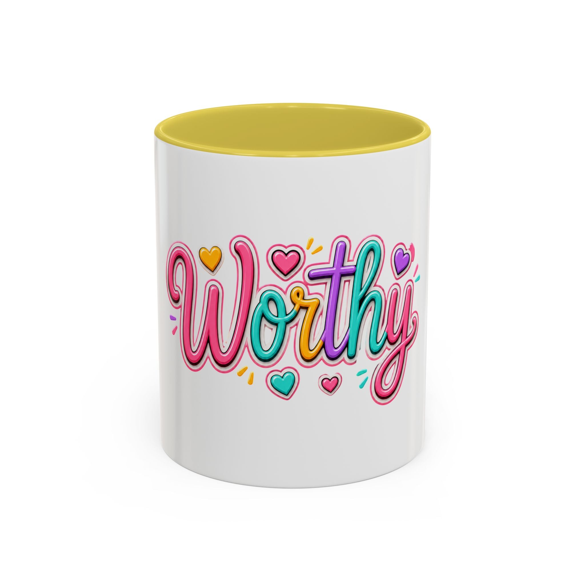 Worthy Colorful Ceramic Mug — Inspirational Heart Design (11oz & 15oz)