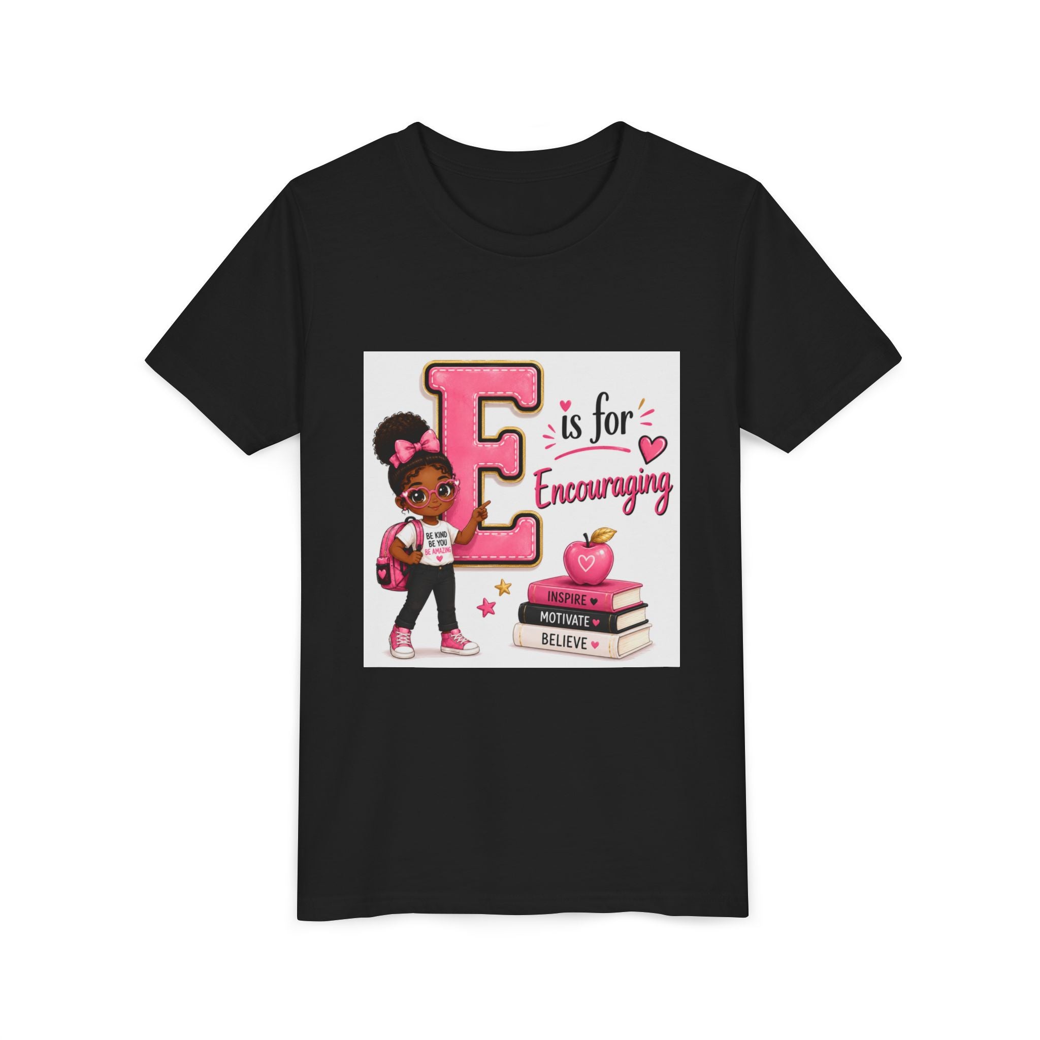 Youth Tee — “E is for Encouraging” Cute Back-to-School Graphic Shirt