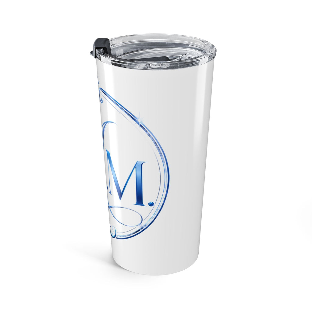 Monogrammed Blue Floral 20oz Tumbler — Personalized Initial M Travel Cup