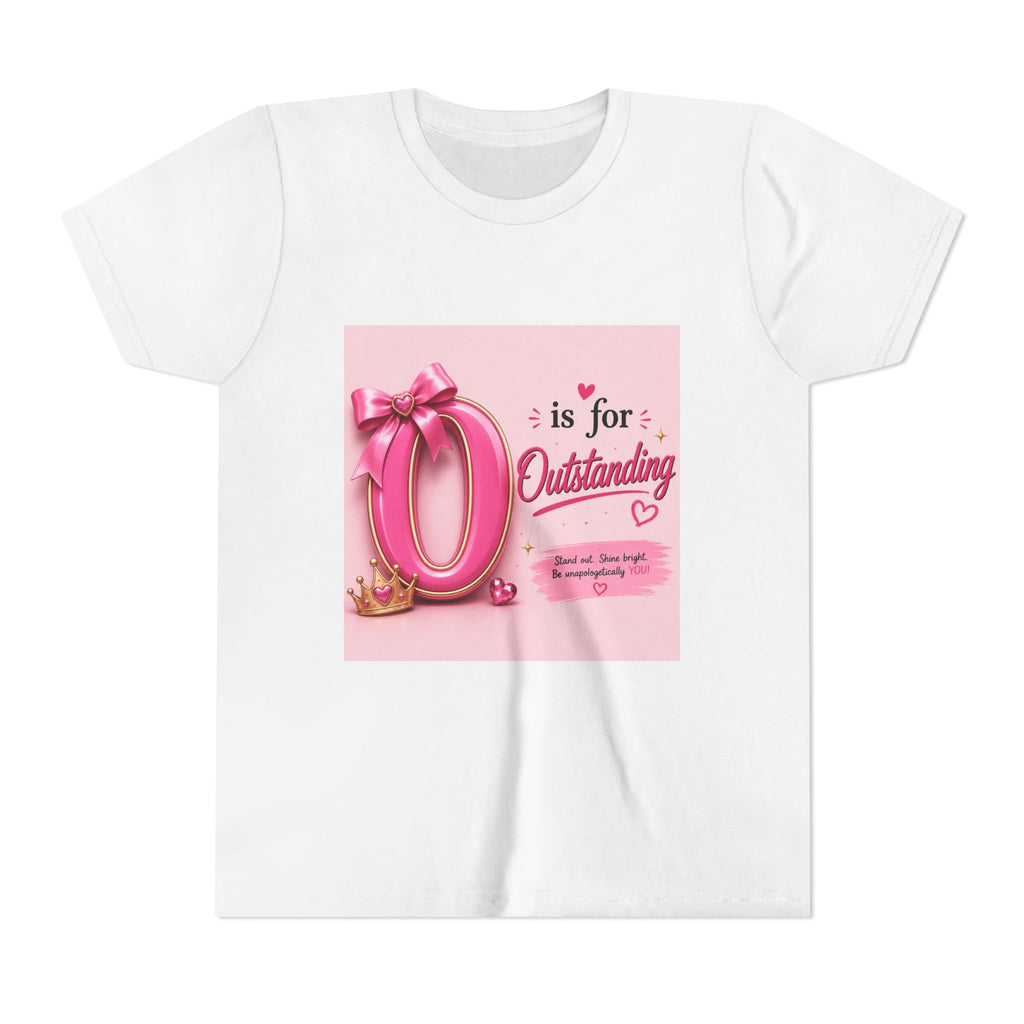 Youth Tee "O is for Outstanding" — Pink Princess Graphic Shirt