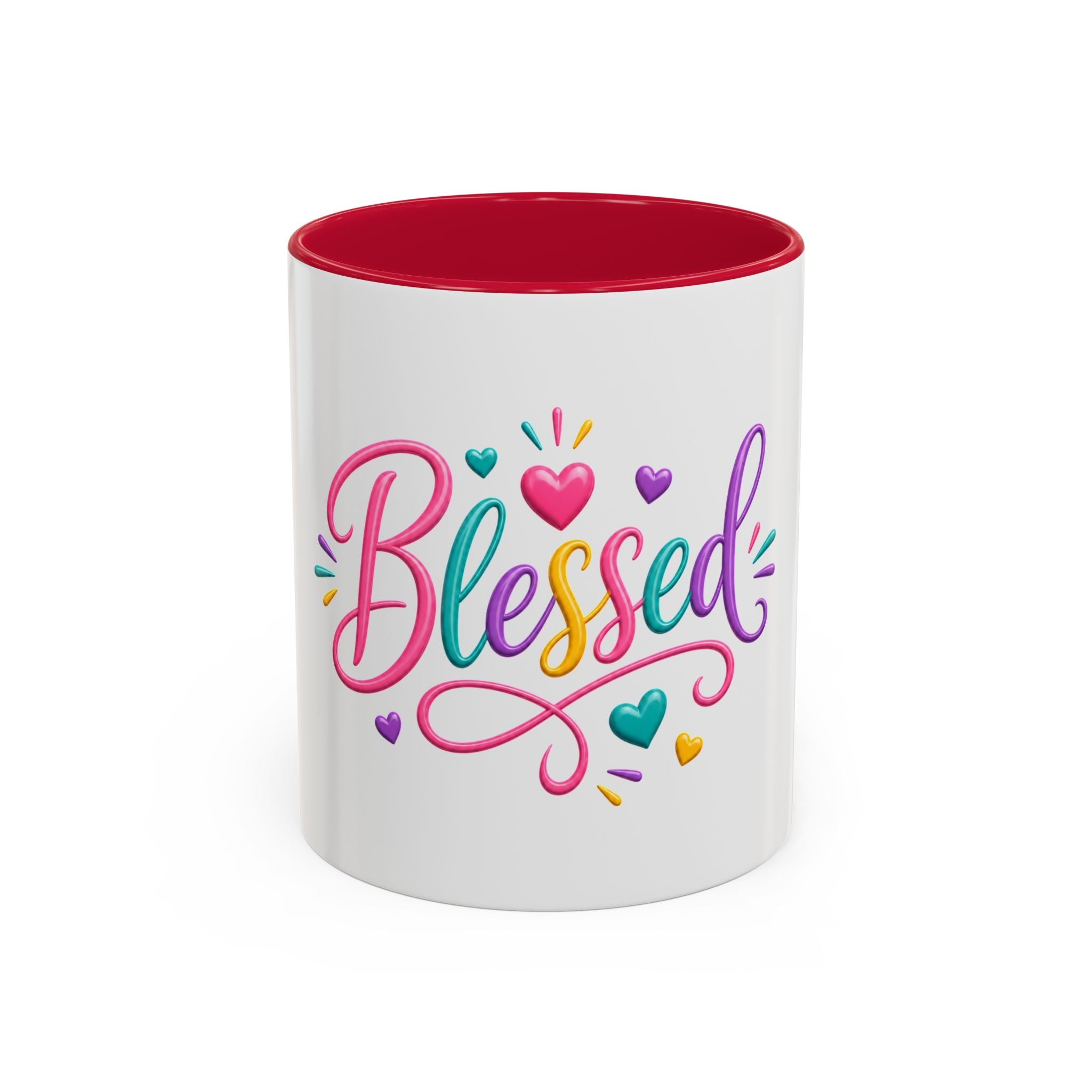 Blessed Colorful Mug (11oz & 15oz) — Rainbow Hearts Coffee Cup