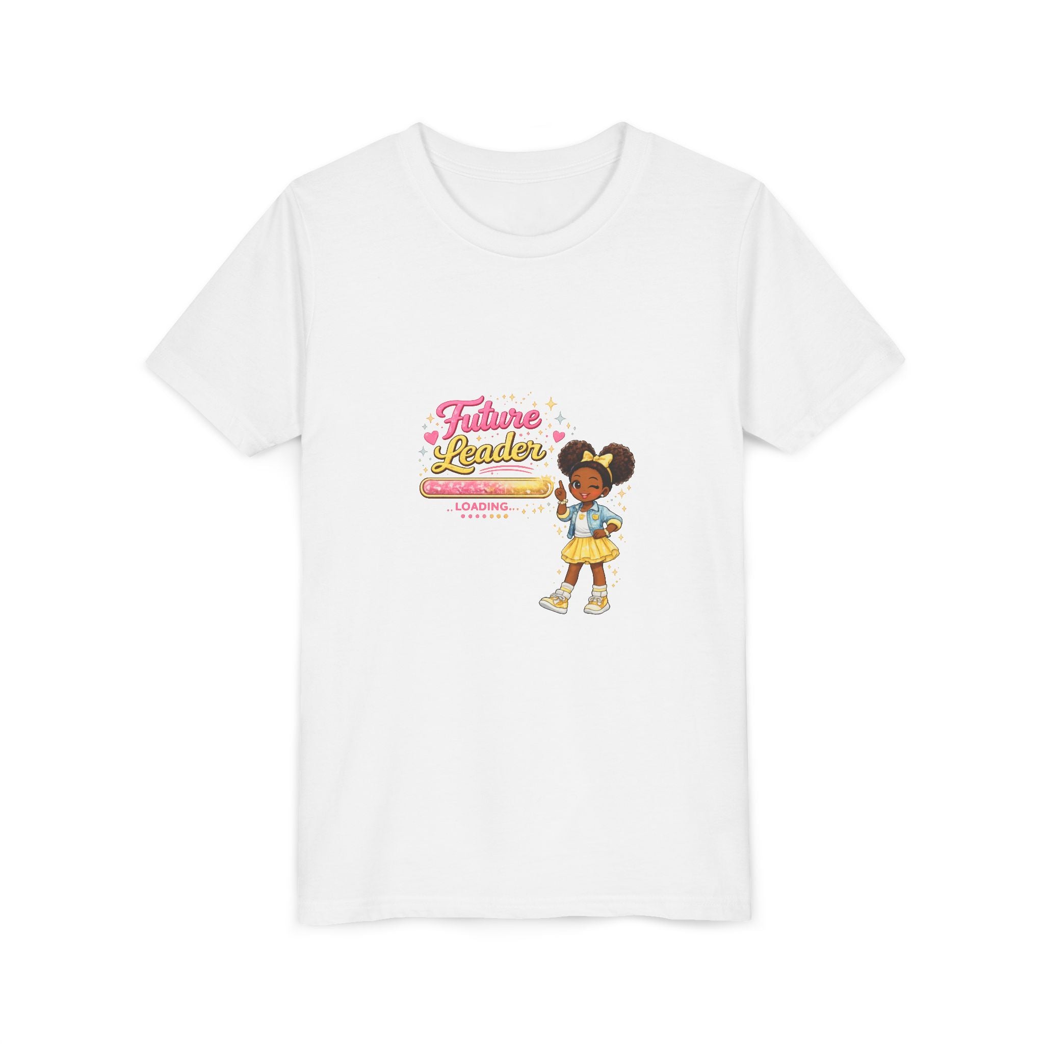 Youth Tee — “Future Leader” Cute Black Girl Graphic Shirt for Kids