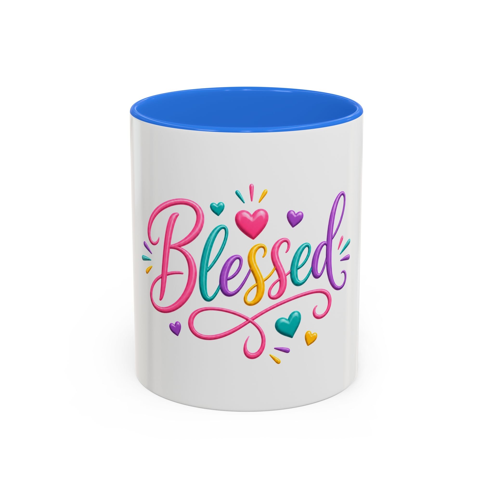 Blessed Colorful Mug (11oz & 15oz) — Rainbow Hearts Coffee Cup