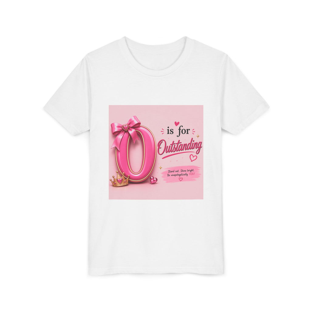 Youth Tee "O is for Outstanding" — Pink Princess Graphic Shirt