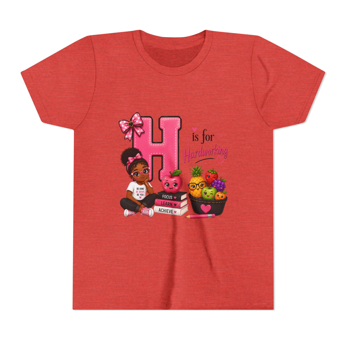 Youth Tee — "H is for Hardworking" Cute Alphabet Shirt for Girls
