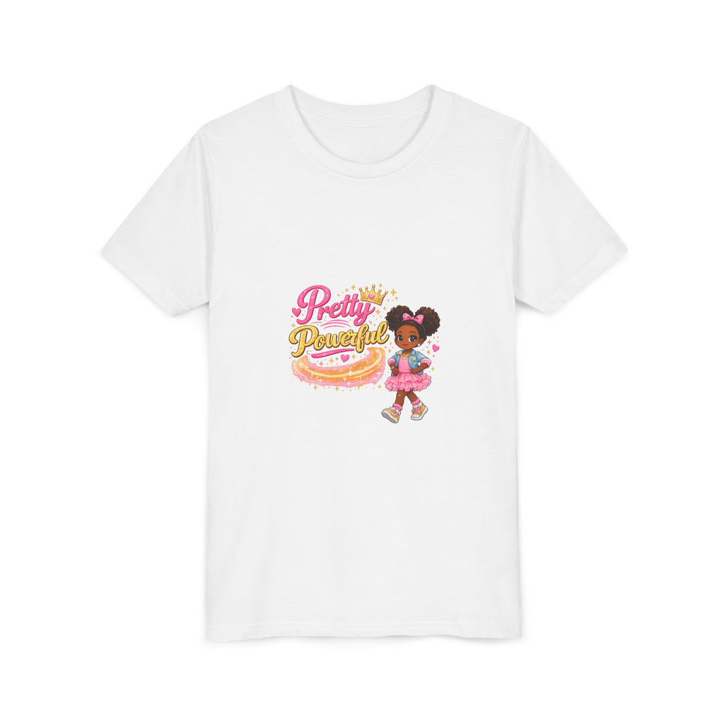 Pretty & Powerful Youth Tee — Cute Princess Girl Graphic