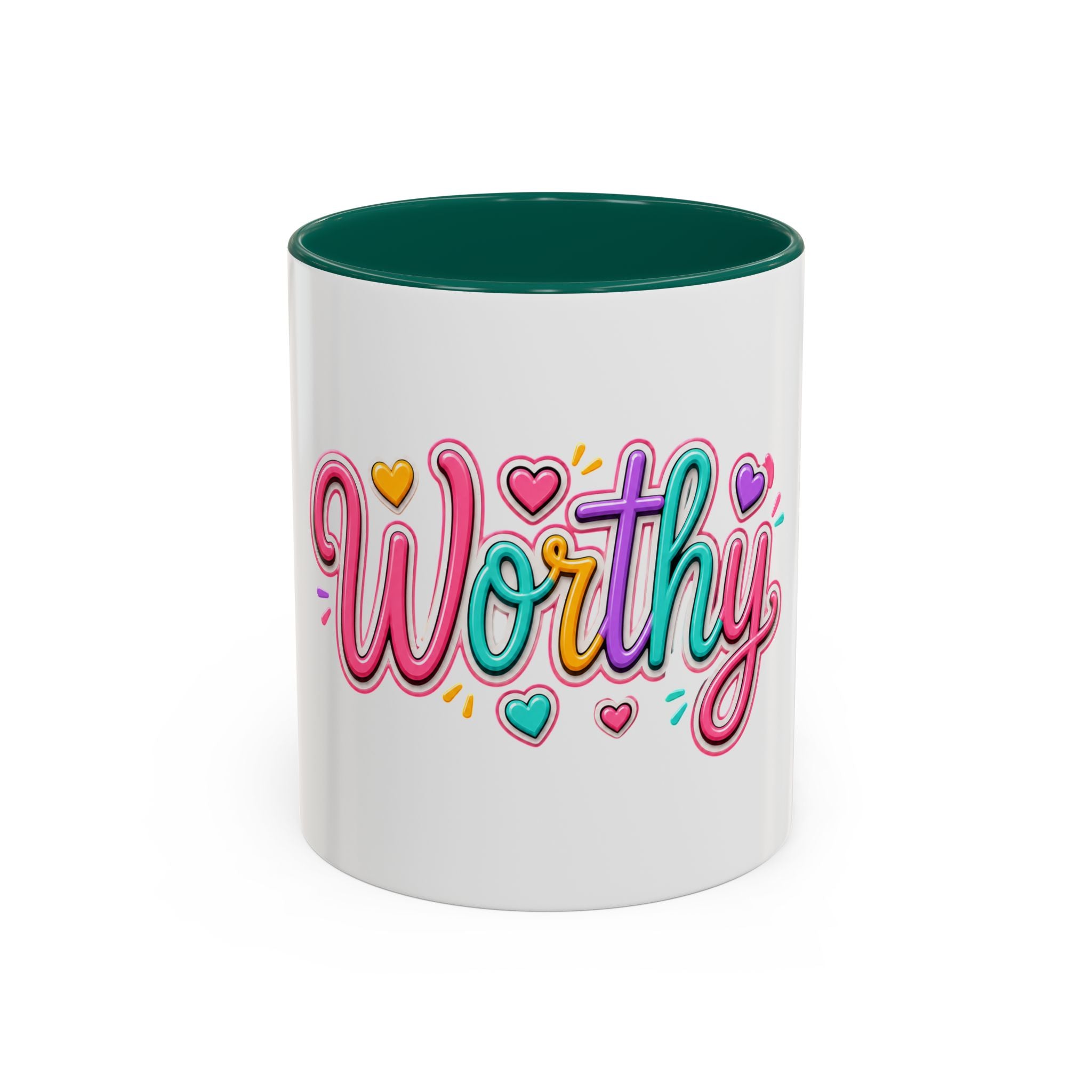 Worthy Colorful Ceramic Mug — Inspirational Heart Design (11oz & 15oz)