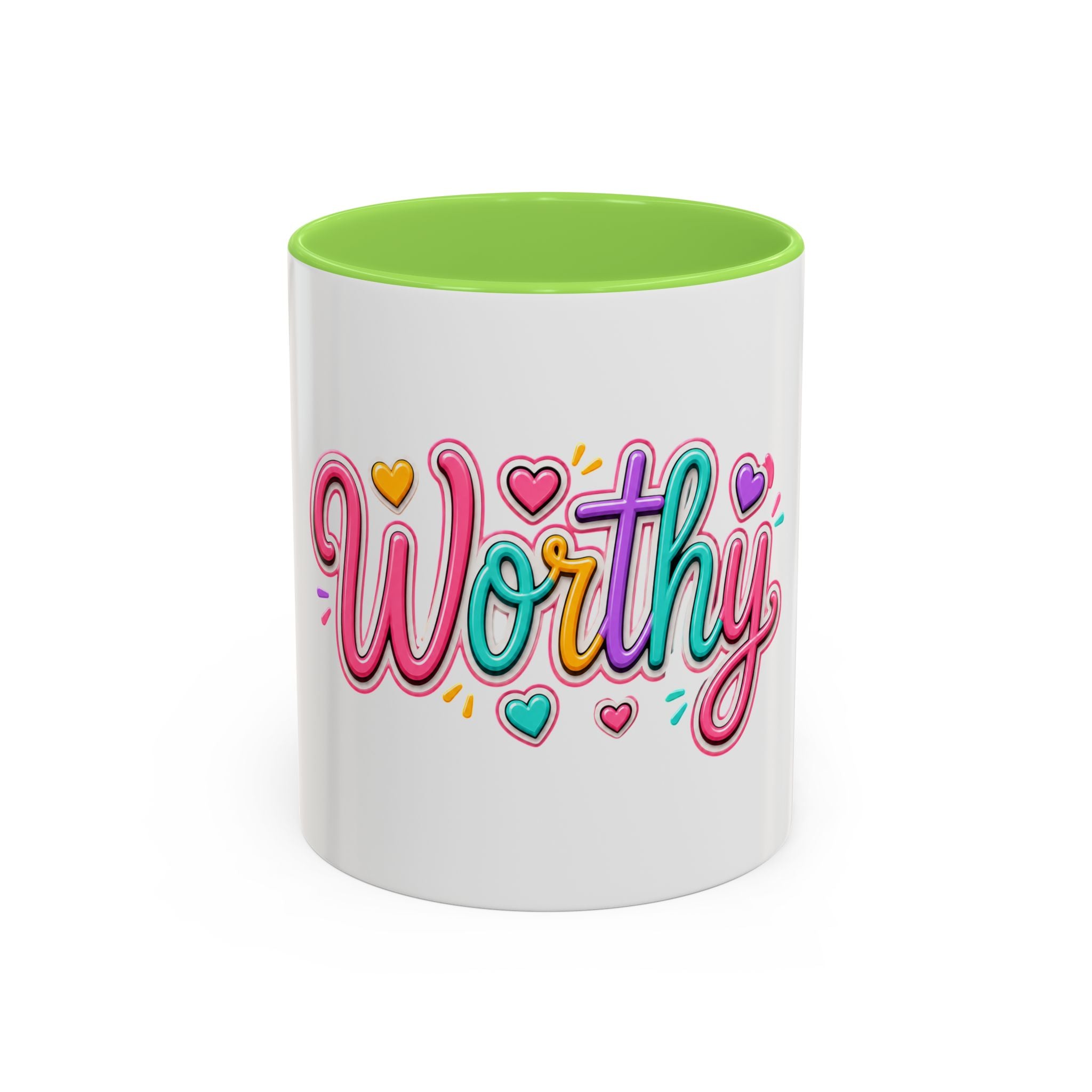 Worthy Colorful Ceramic Mug — Inspirational Heart Design (11oz & 15oz)